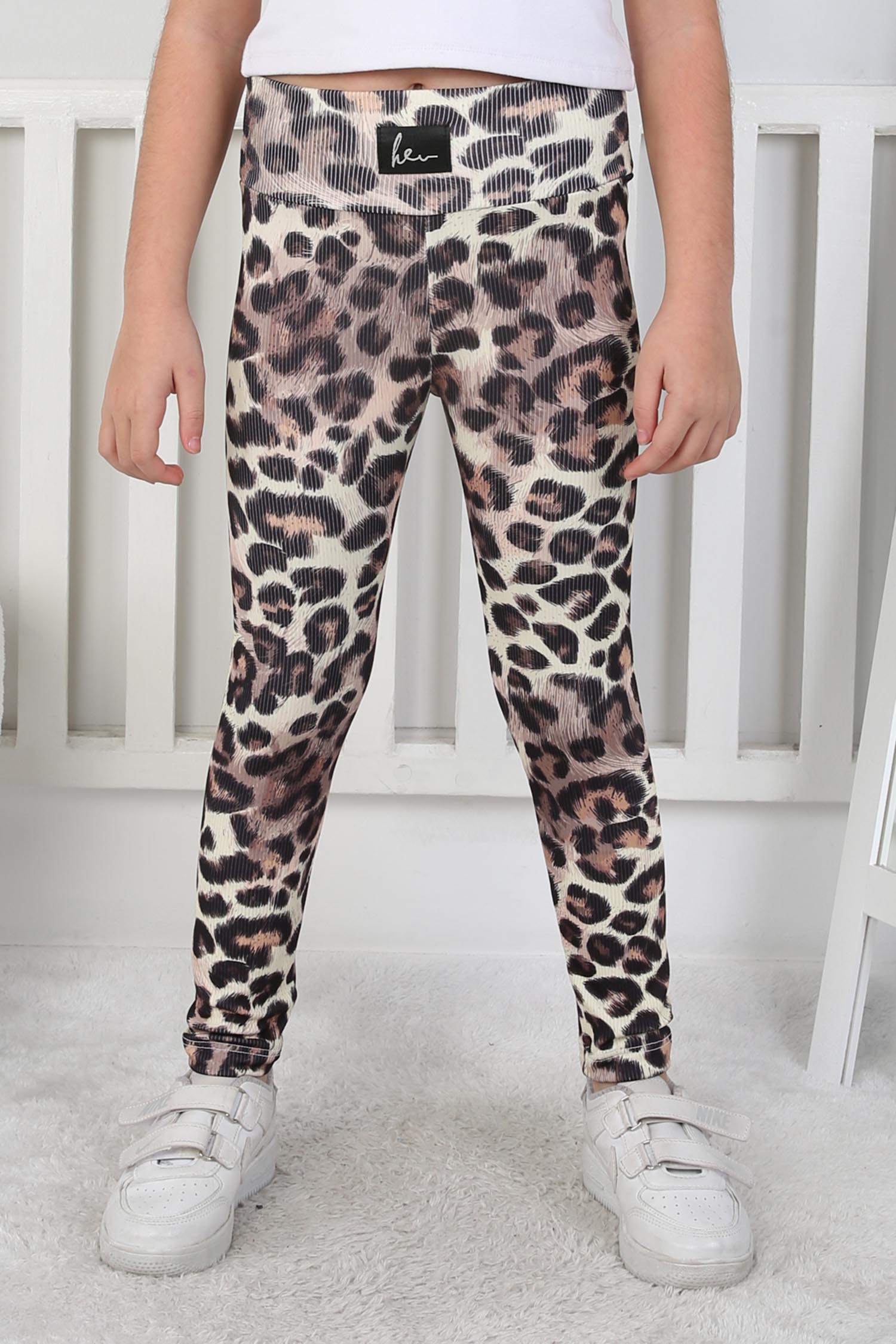 Kız Çocuk Taş Leopar Desenli Tayt - 26800 - 2