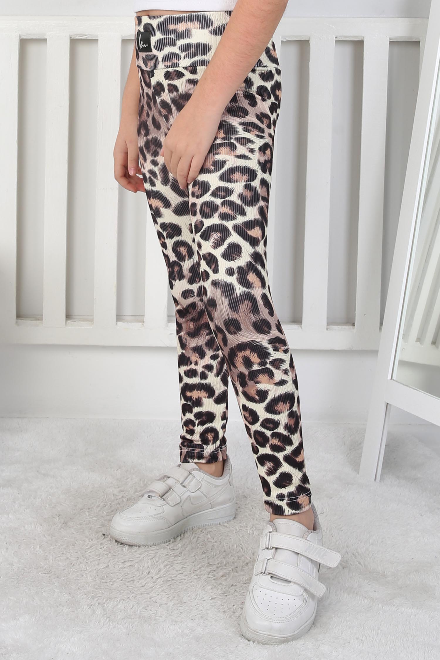 Kız Çocuk Taş Leopar Desenli Tayt - 26800 - 3