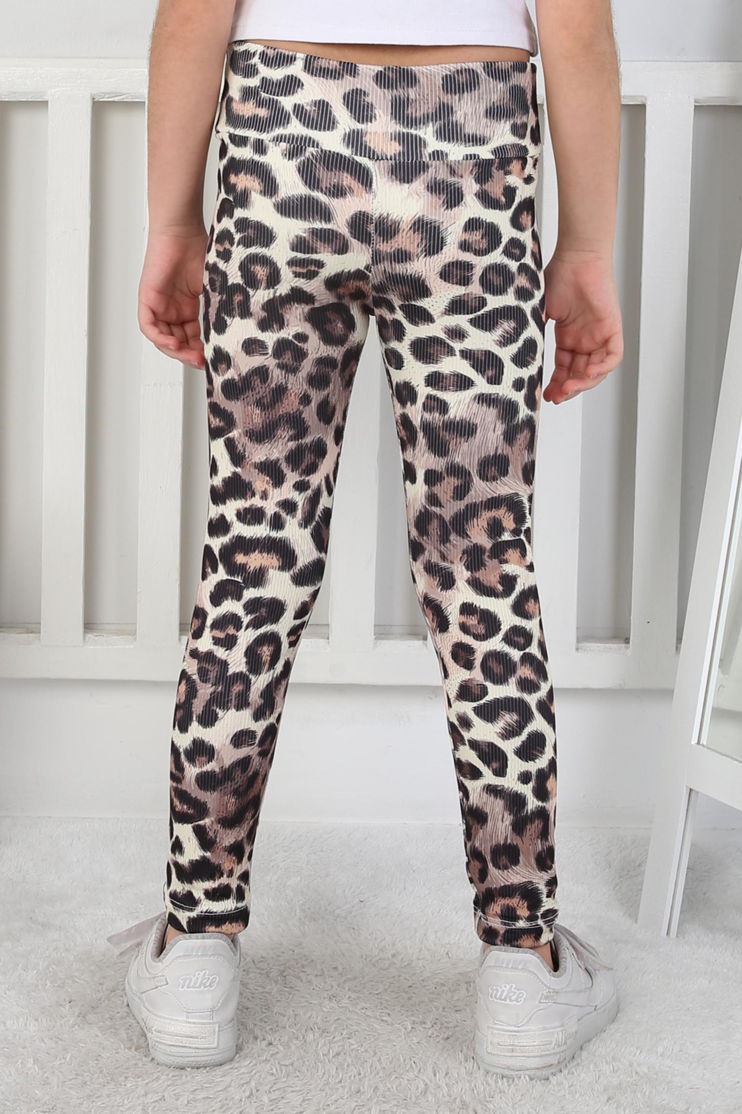 Kız Çocuk Taş Leopar Desenli Tayt - 26800 - 4