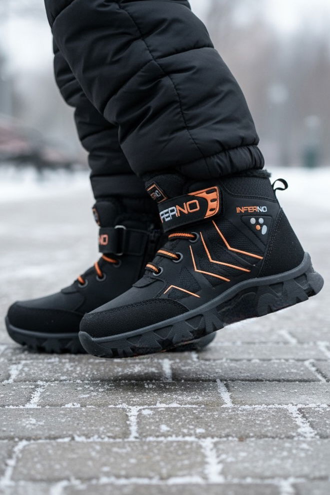 Erkek Çocuk Turuncu İçi Peluş Suni Deri Bot - 28030-TURUNCU - 1