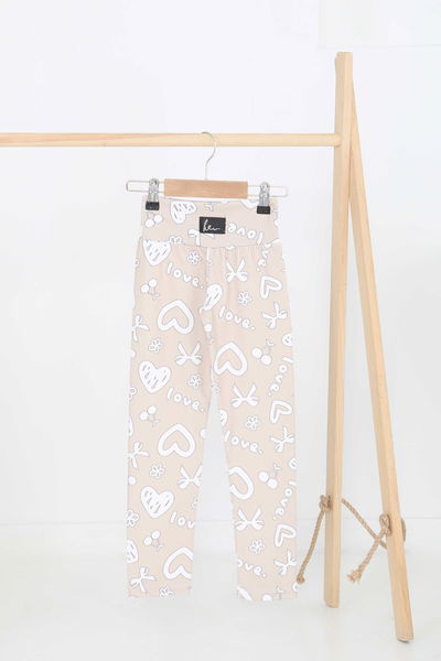 Kız Çocuk Vizon Baskılı Armalı Tayt - 27202 