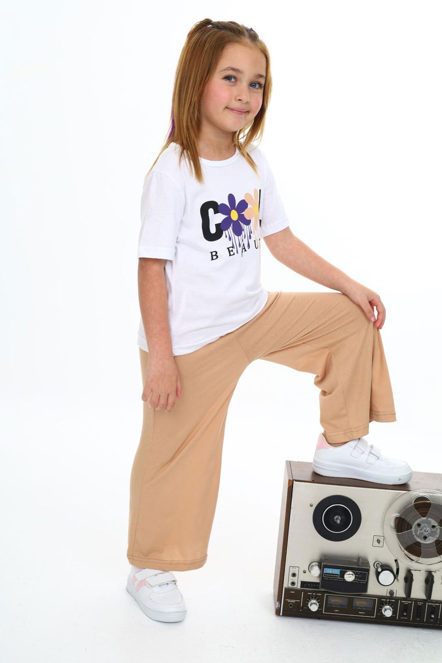 Kız Çocuk Vizon Baskılı İkili Takım - 25770 - 1