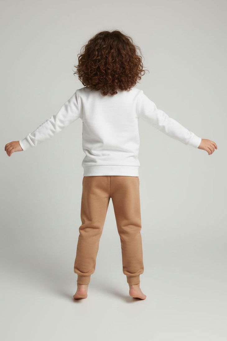 Kız Çocuk Vizon Baskılı Pijama Takımı - 28096-VIZON - 2