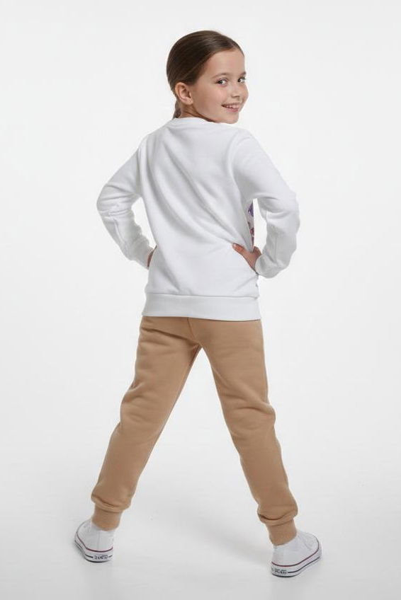 Kız Çocuk Vizon Baskılı Pijama Takımı - 28107-VIZON - TOFİSA