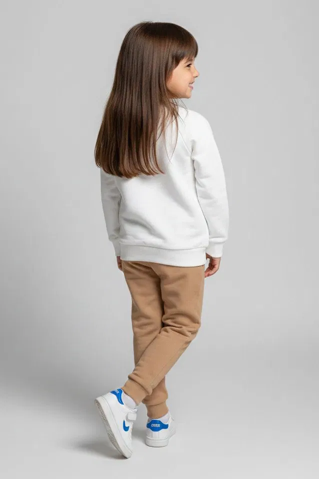 Kız Çocuk Vizon Baskılı Pijama Takımı - 28166-VIZON - TOFİSA