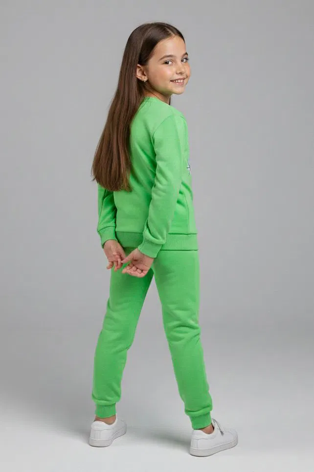 Kız Çocuk Yesil Baskılı Eşofman Takımı - 28175-YESIL - 2