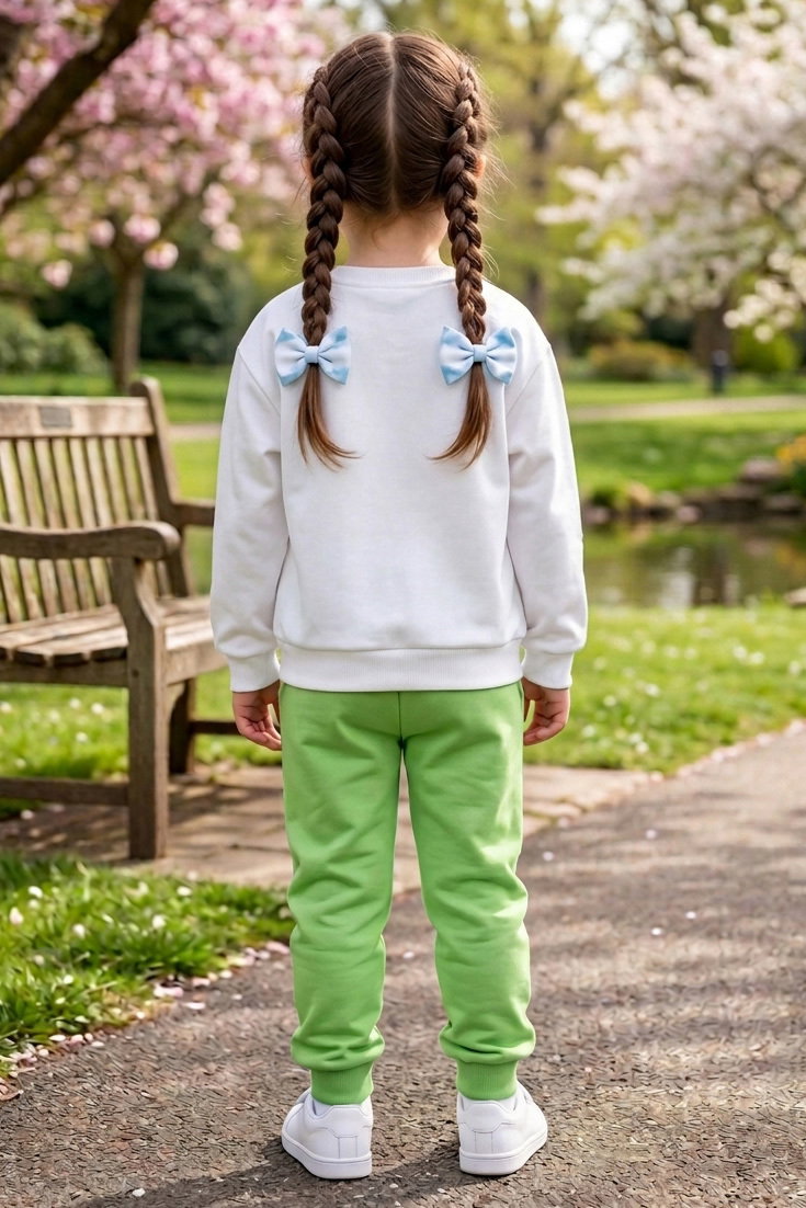 Kız Çocuk Yesil Baskılı İki İplik Çocuk Pijama Takımı - 28347-YESIL - 2