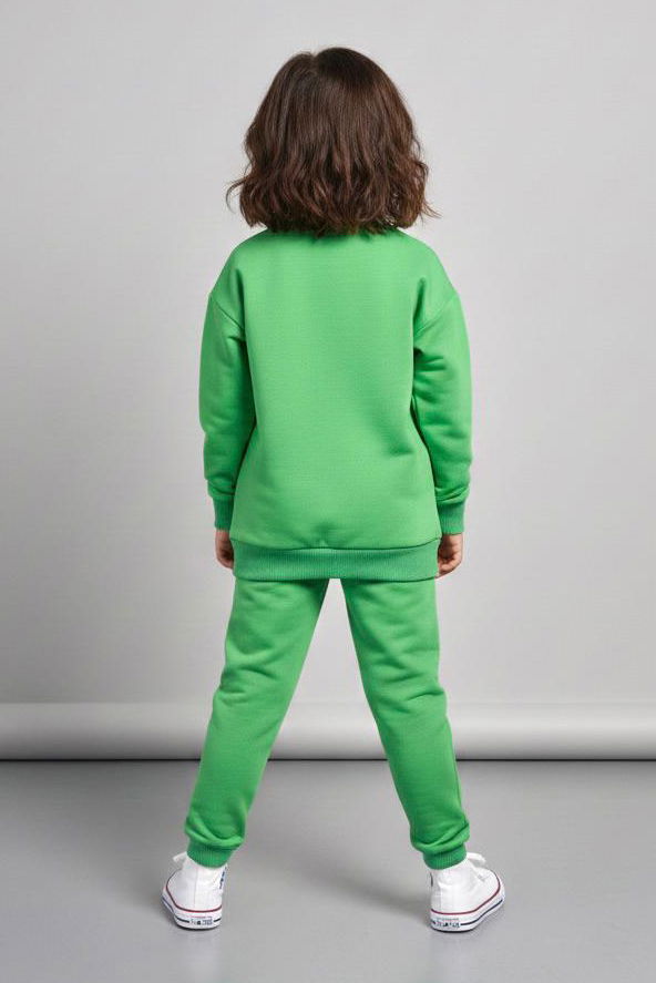 Kız Çocuk Yesil Baskılı Pijama Takımı - 28177-YESIL - 2