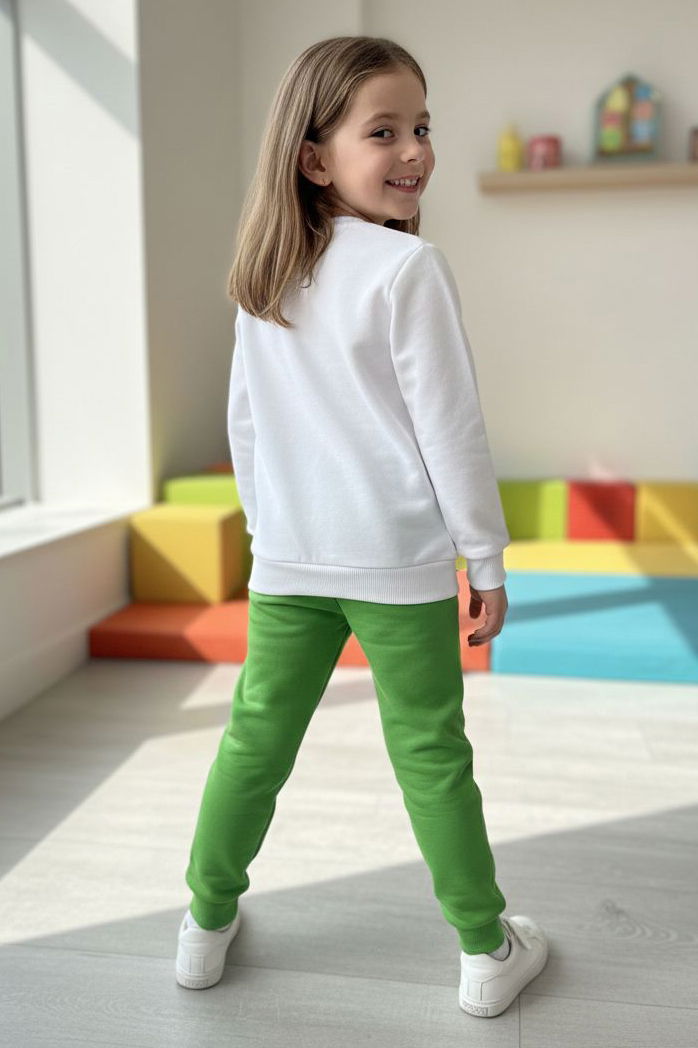 Kız Çocuk Yesil Baskılı Pijama Takımı - 28246-YESIL - 2