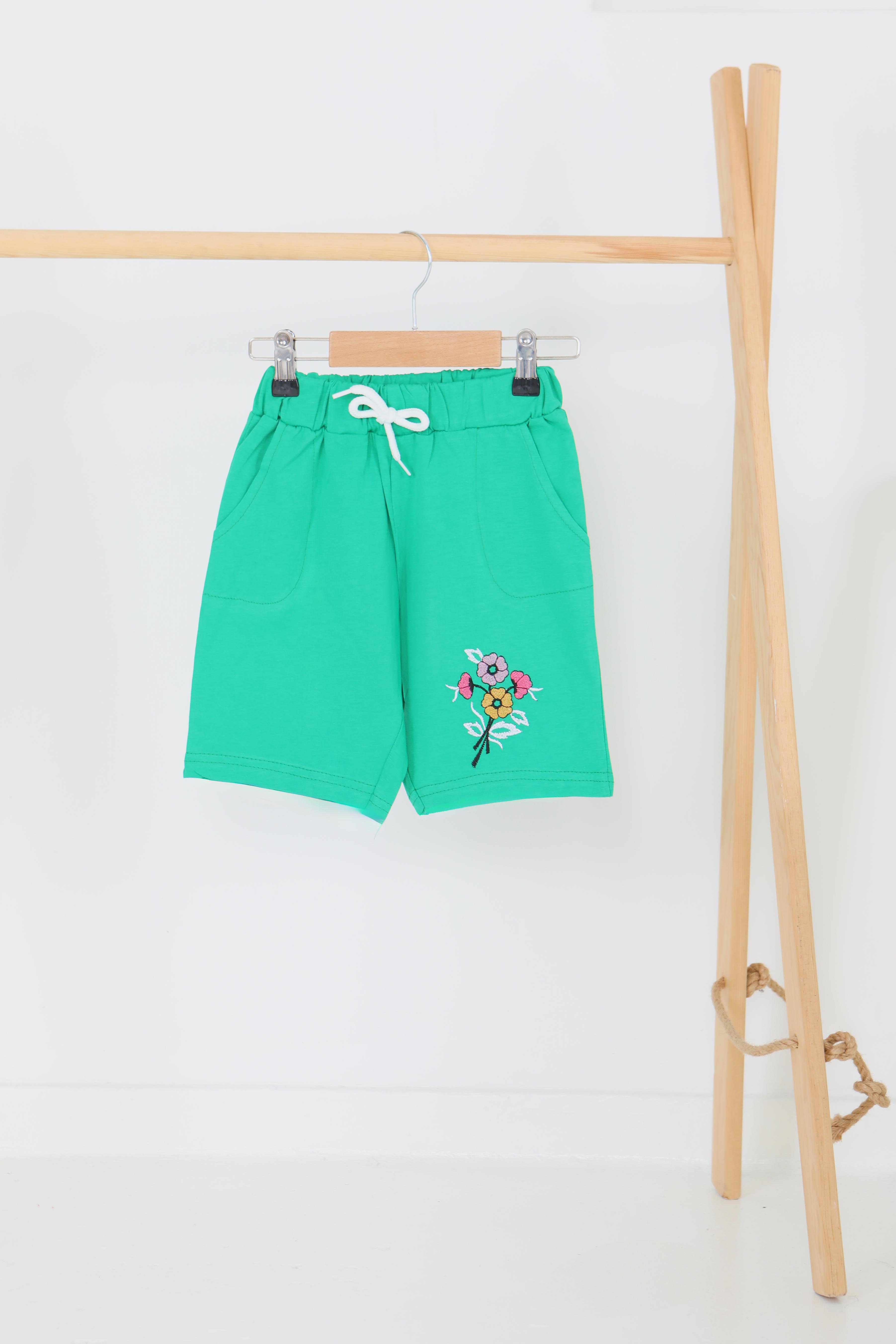 Kız Çocuk Yeşil Baskılı Şort - 27331 - 1
