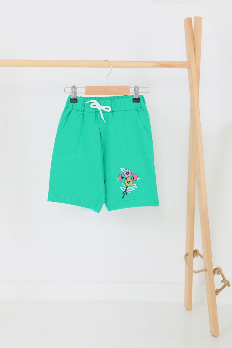 Kız Çocuk Yeşil Baskılı Şort - 27331 - TOFİSA