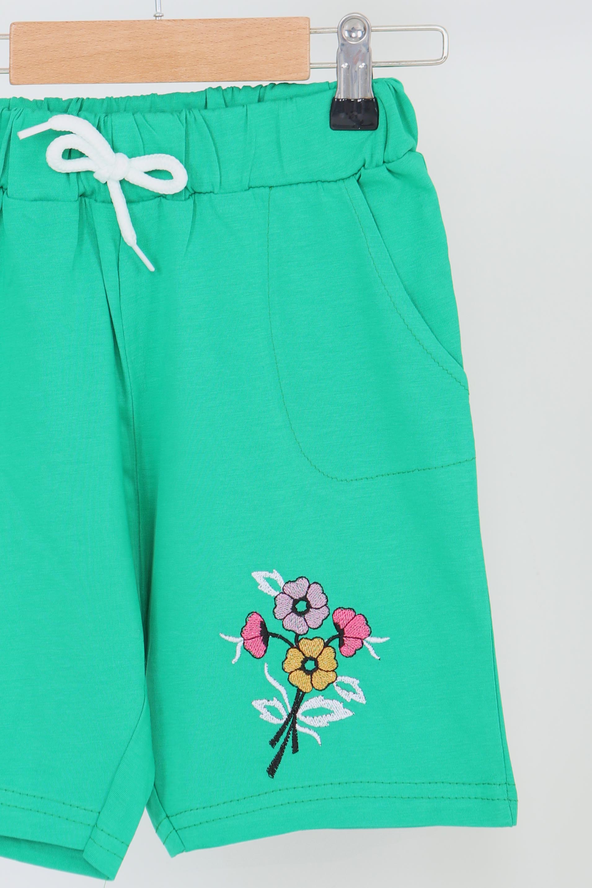 Kız Çocuk Yeşil Baskılı Şort - 27331 - 2