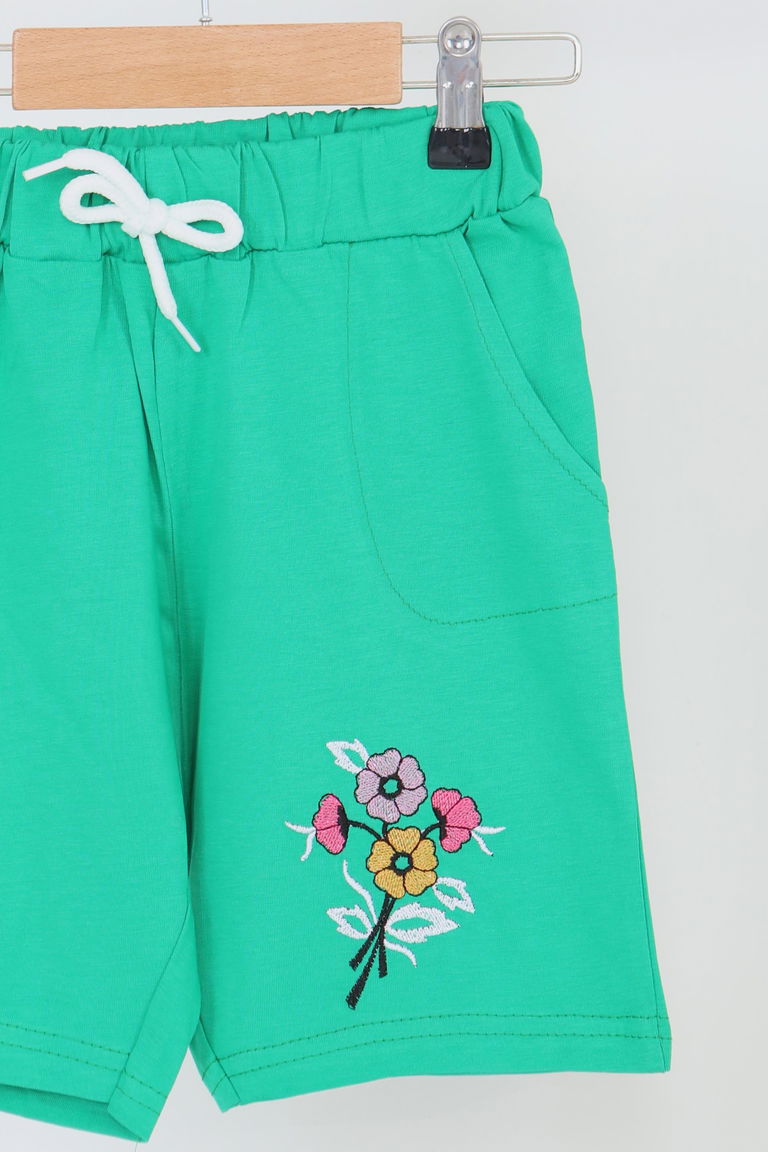 Kız Çocuk Yeşil Baskılı Şort - 27331 - TOFİSA