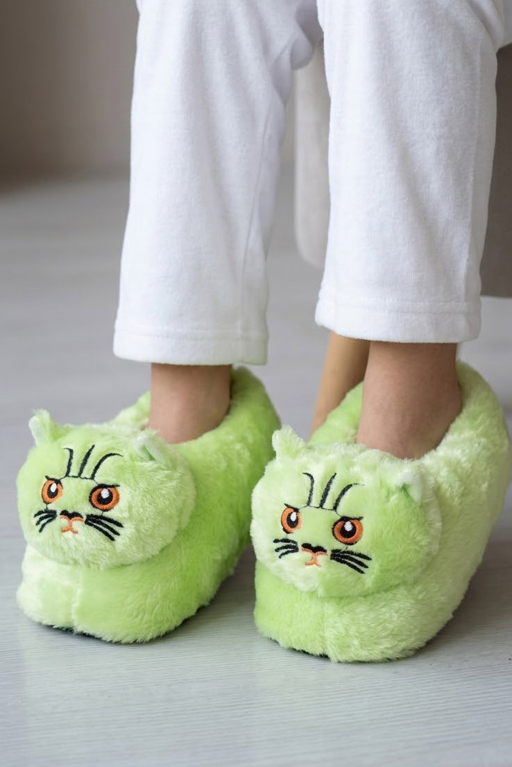 Kız Çocuk Yesil Hayvan Figürlü Çocuk Pandufu - 29150-YESIL - 2