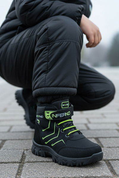 Erkek Çocuk Yesil İçi Peluş Suni Deri Bot - 28030-YESIL 