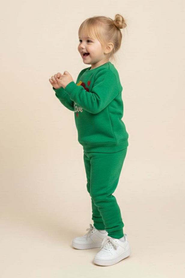 Kız Çocuk Yesil Nakışlı İki İplik Takım - 28149-YESIL - 2