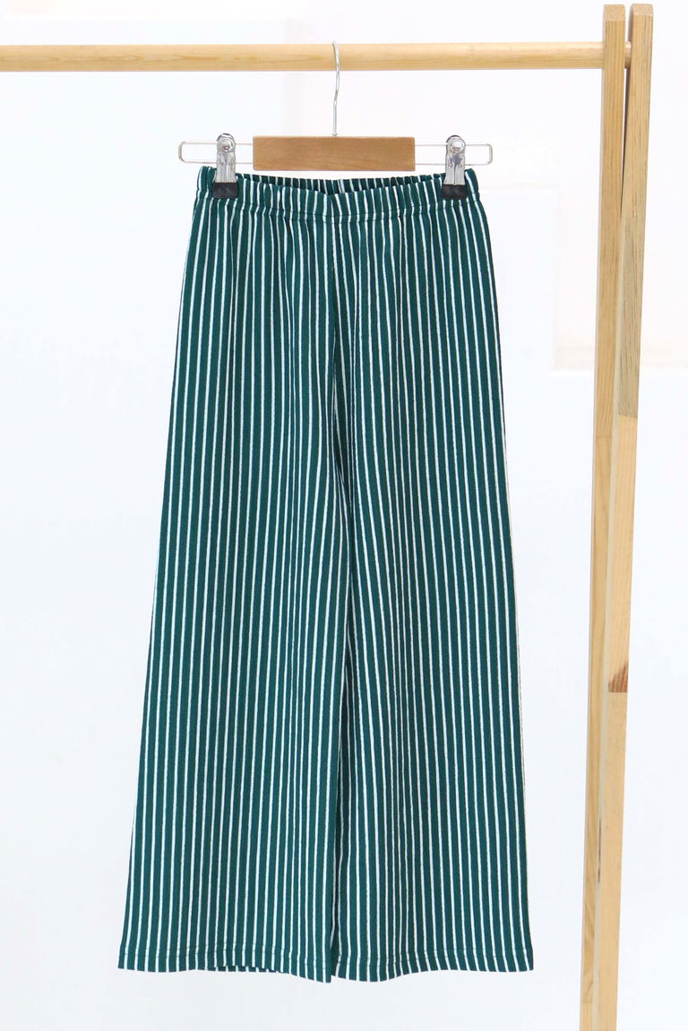 Kız Çocuk Zumrut Çizgili Pantolon - 27306 - TOFİSA