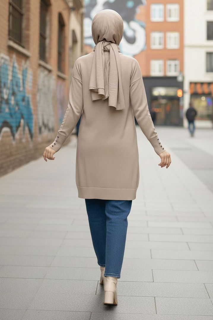 Kol Düğmeli Tiiko Tunik - 28081-BEJ - TOFİSA