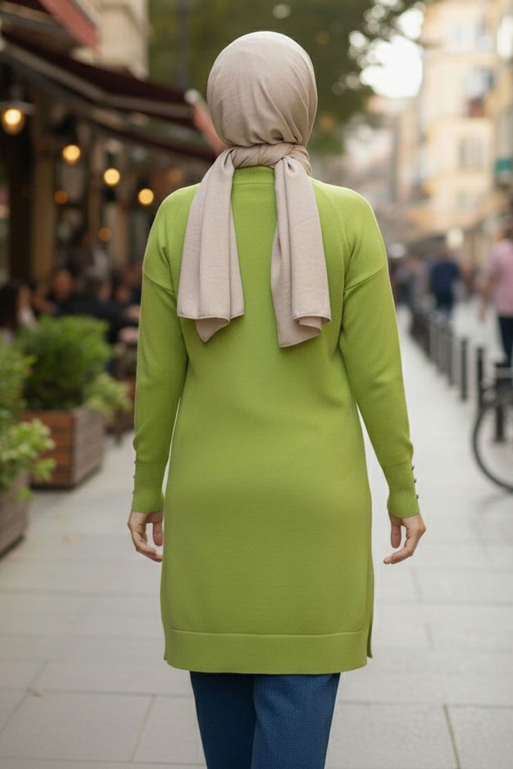 Kol Düğmeli Tiiko Tunik - 28081-FISTIK-YESILI - 3