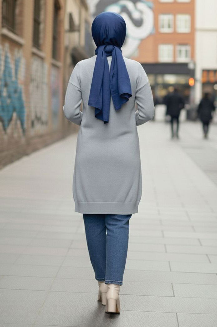 Kol Düğmeli Tiiko Tunik - 28081-GRI - 3