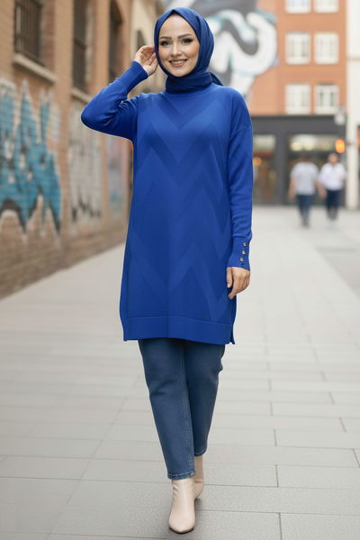 Kol Düğmeli Tiiko Tunik - 28081-SAKS 