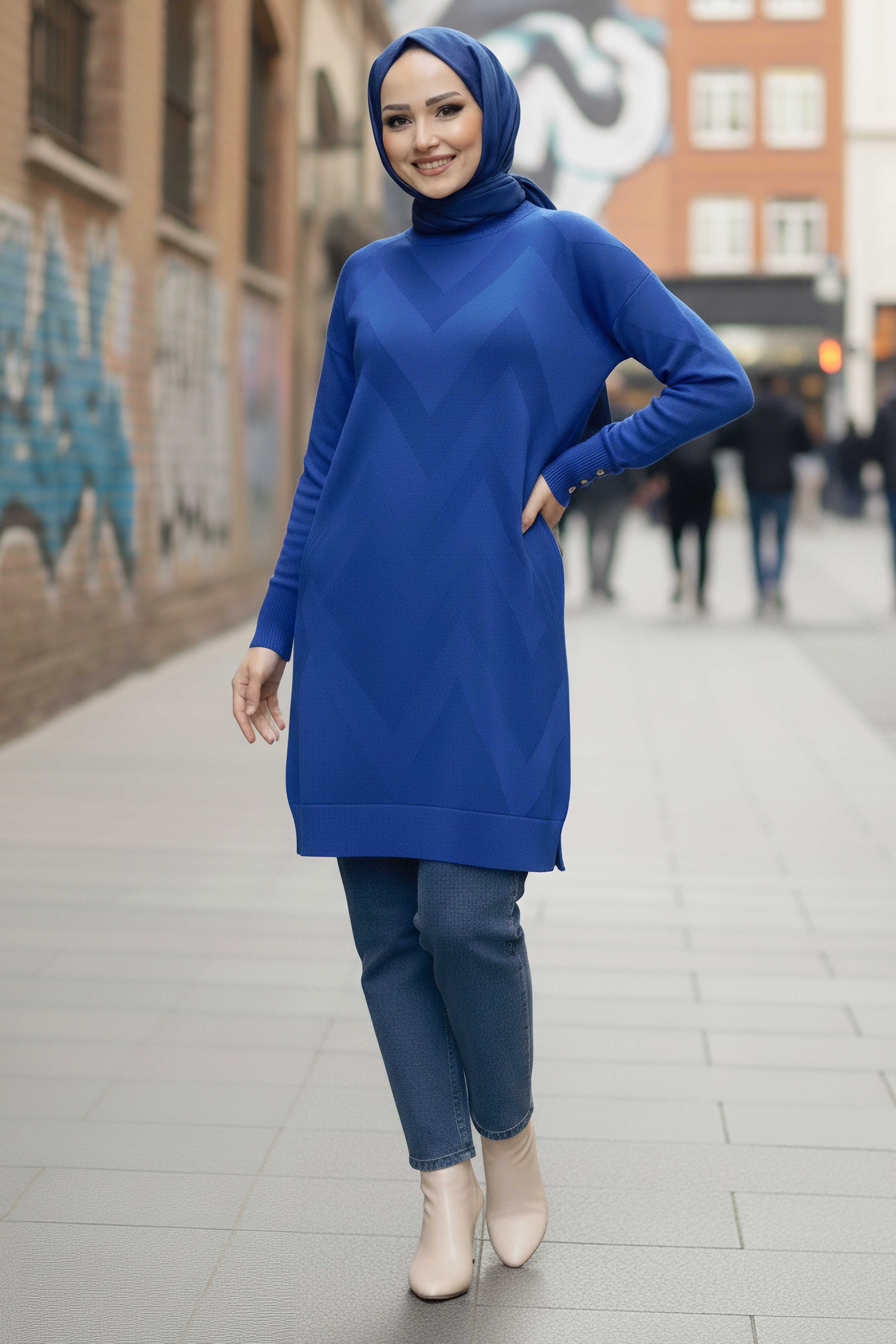 Kol Düğmeli Tiiko Tunik - 28081-SAKS - 2