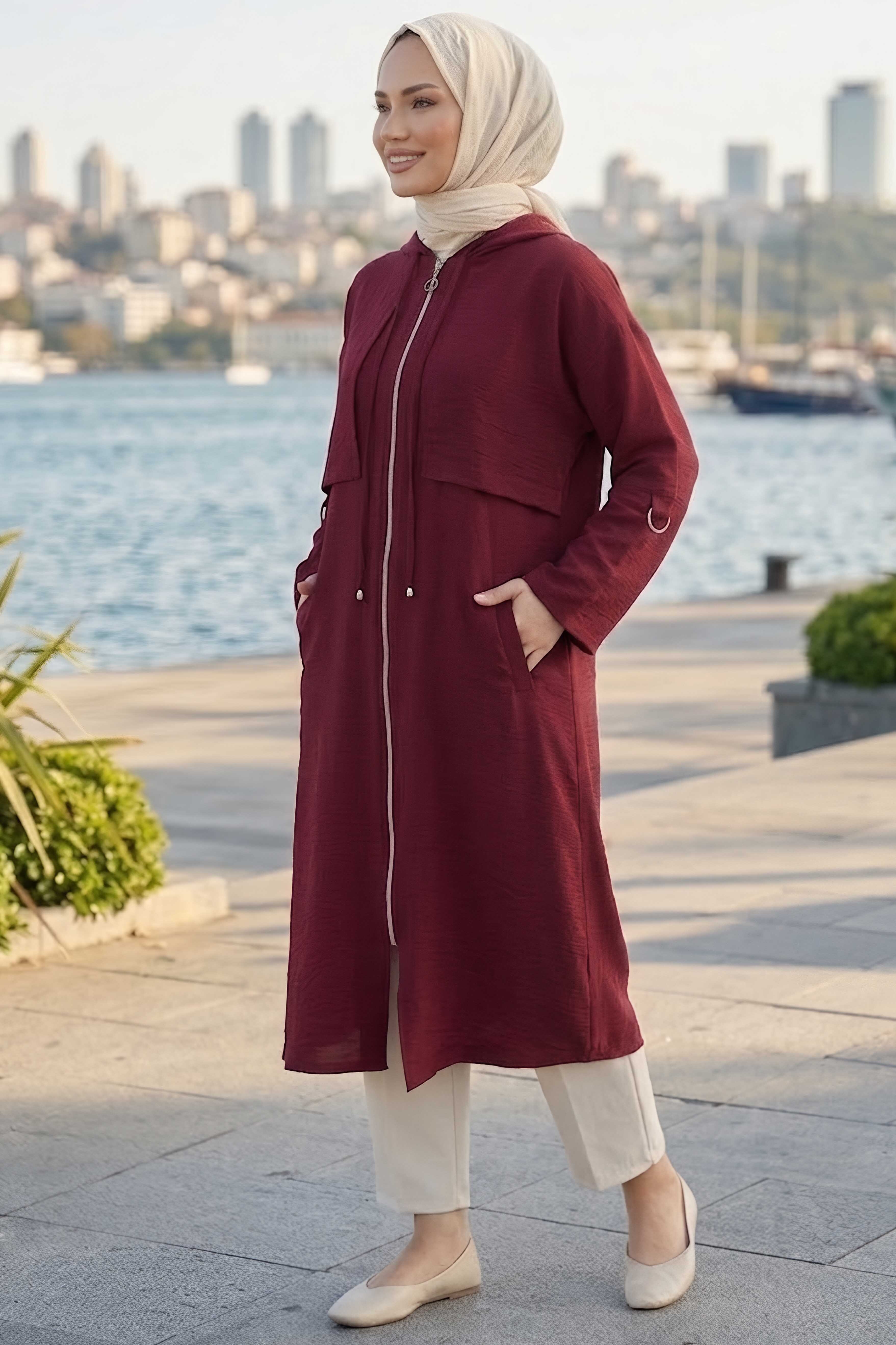 Kol Kemer Detaylı Kap Bordo - 28873-BORDO - 1