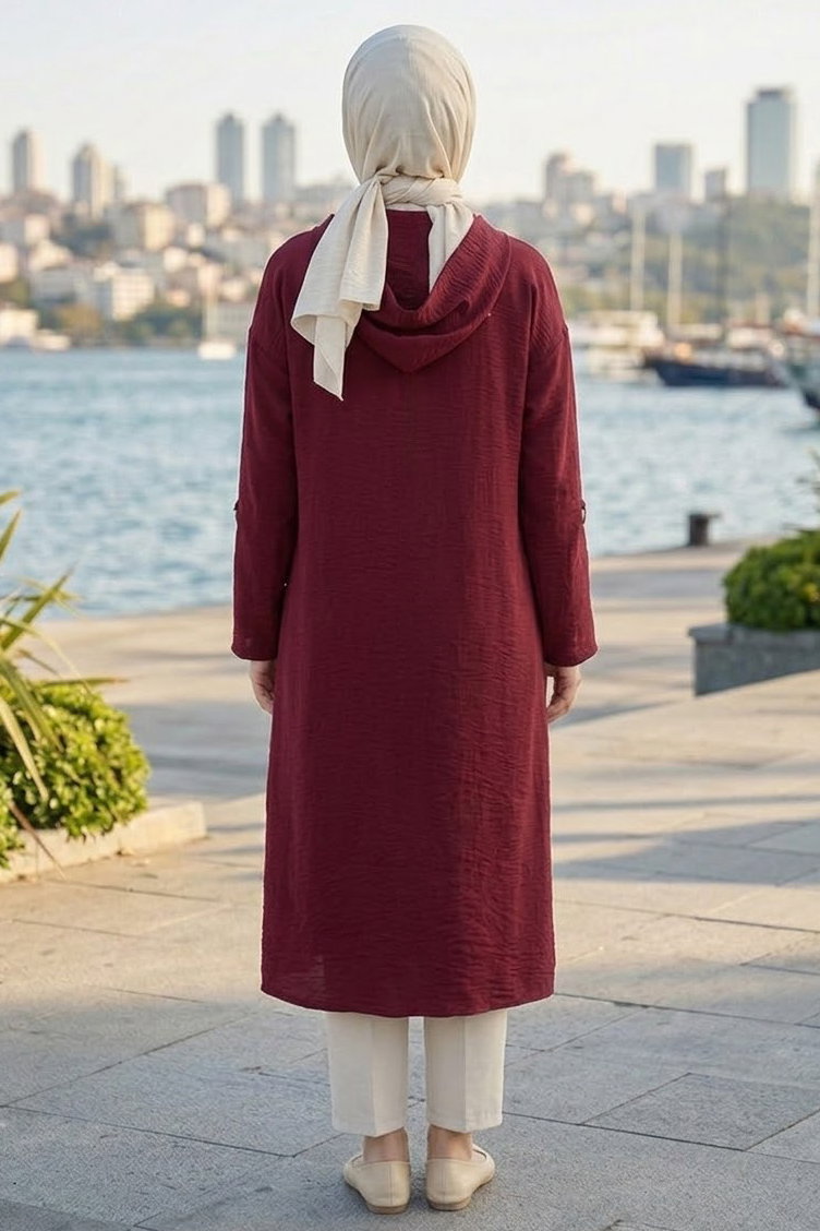 Kol Kemer Detaylı Kap Bordo - 28873-BORDO - 3