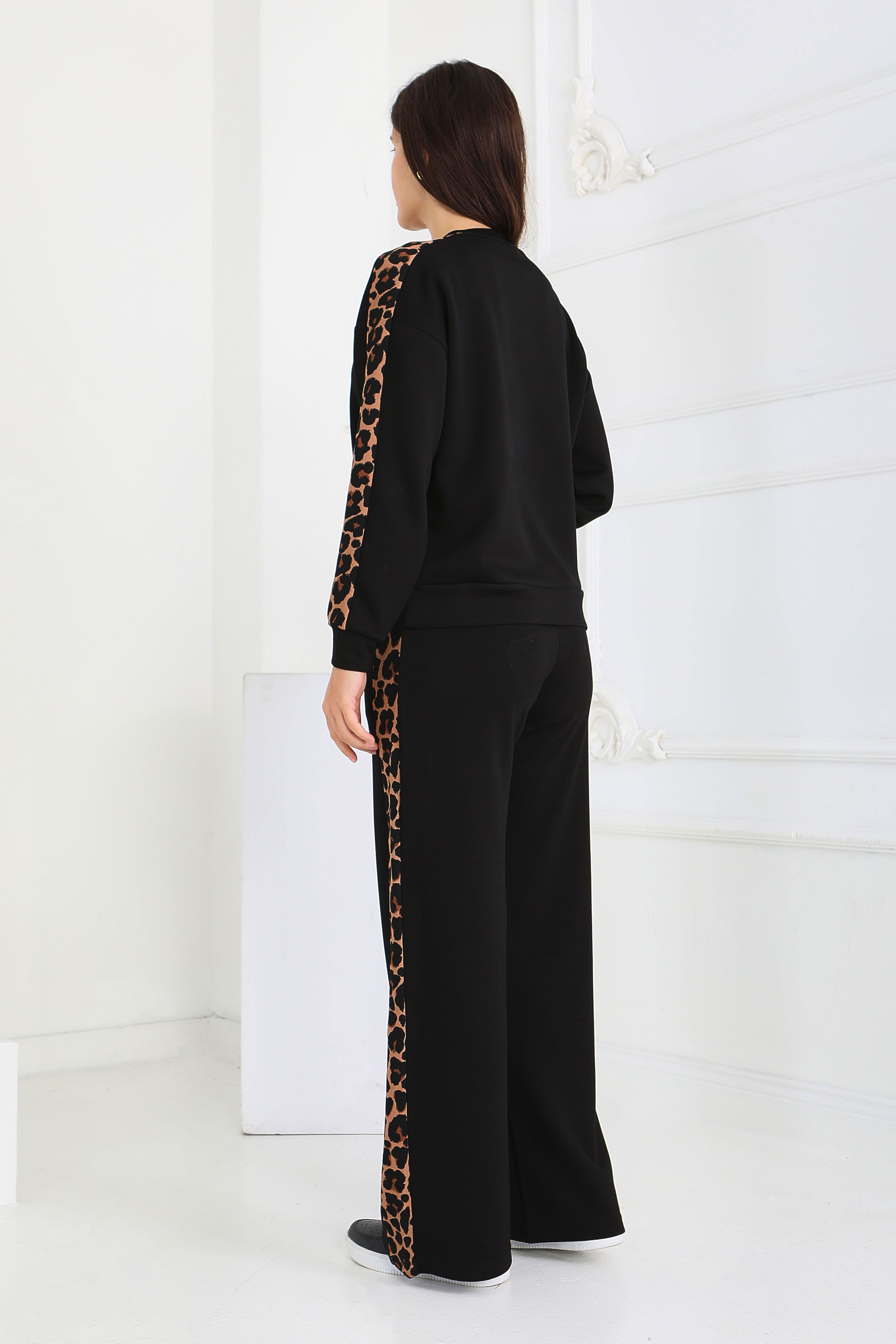 Kol Leopar Detaylı Modal İkili Takım - 27884-SIYAH - 5