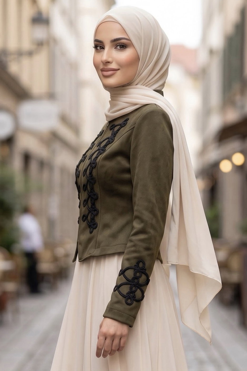 Kolda Ve Göğüste İşleme Detaylı Kısa Süet Ceket Haki - 29238-HAKI - 2