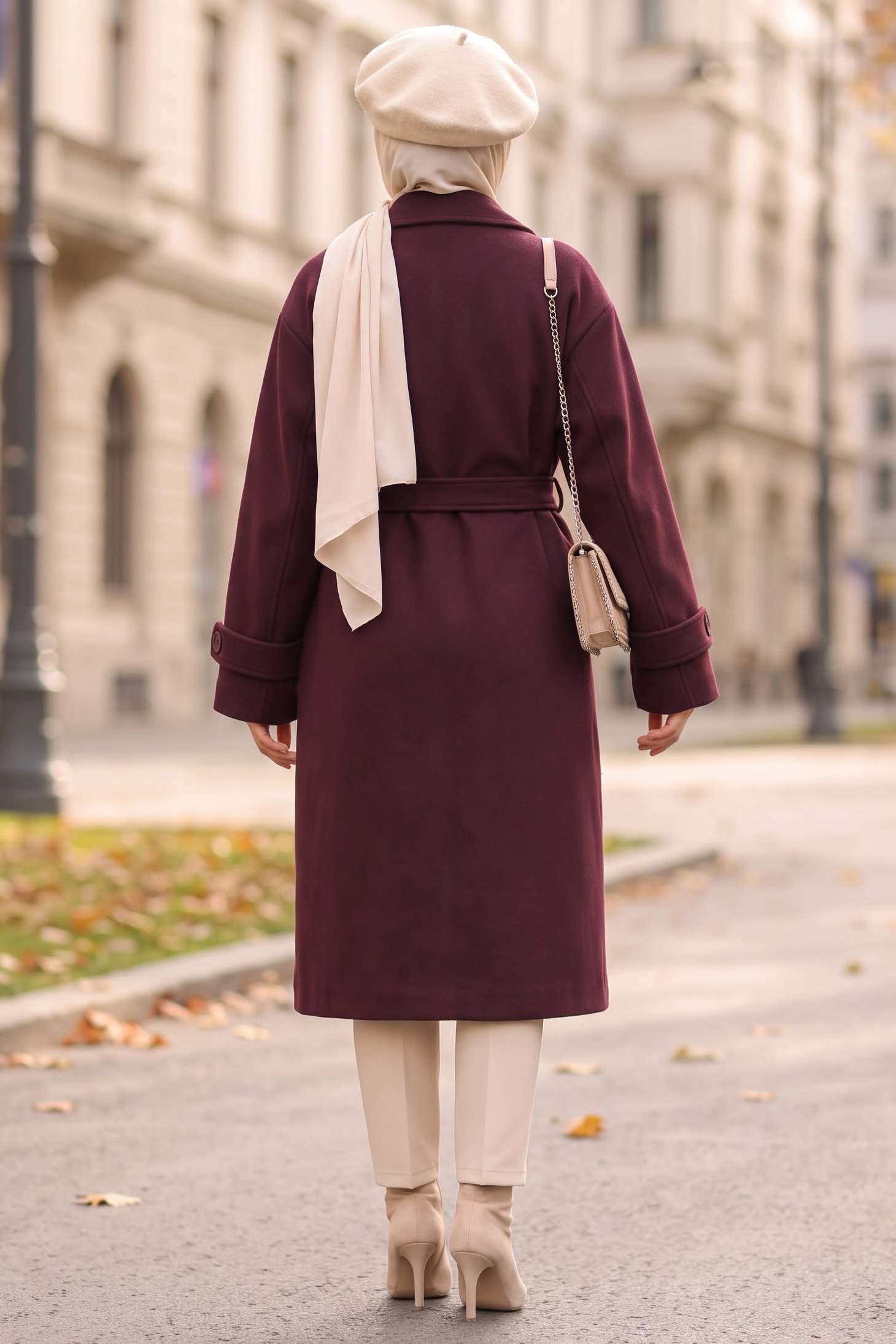 Kolları Apoletli Kaşe Kaban Bordo - 29164-BORDO - 4