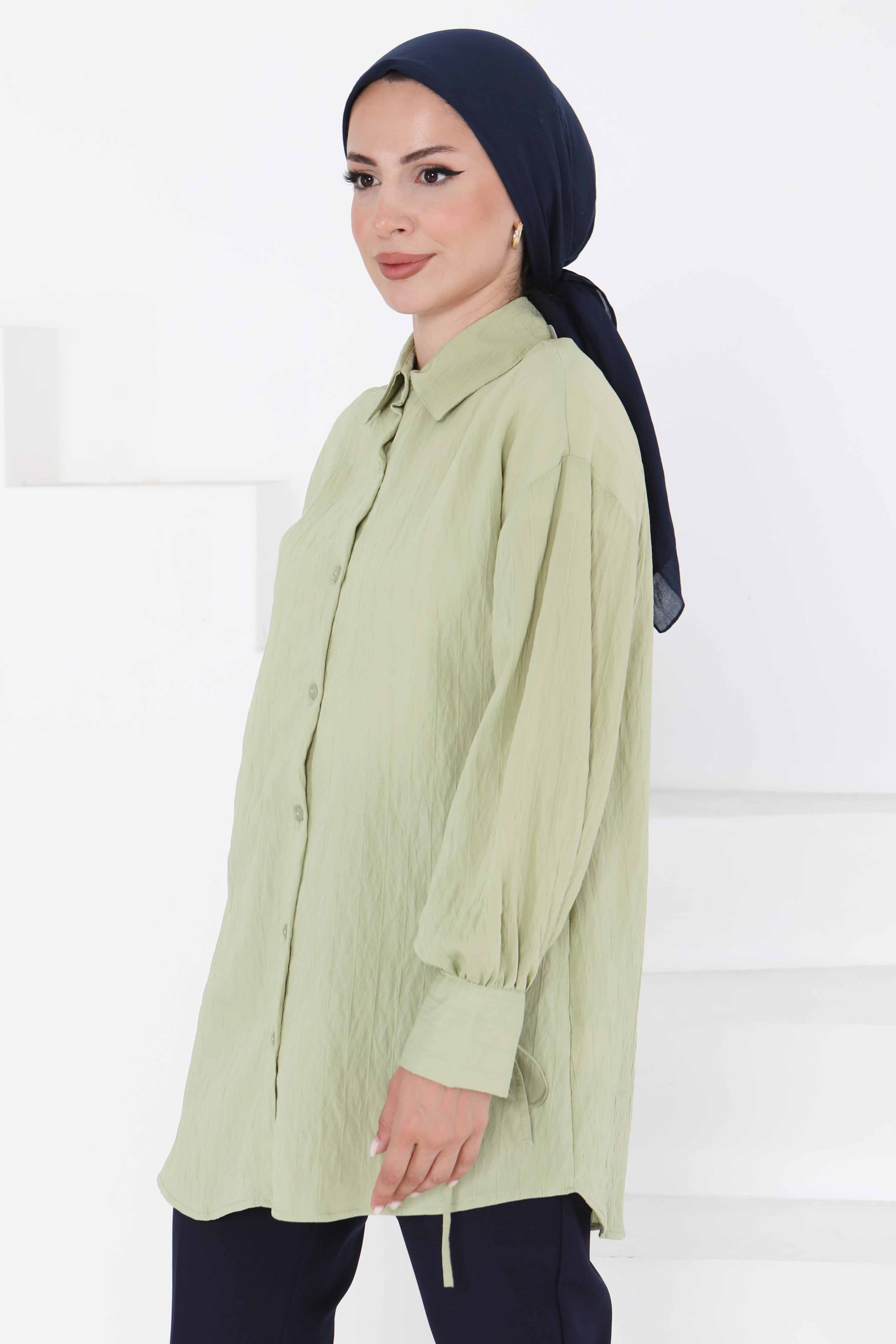 Kolları Bağcık Detaylı Tunik Haki - 27001 - 4