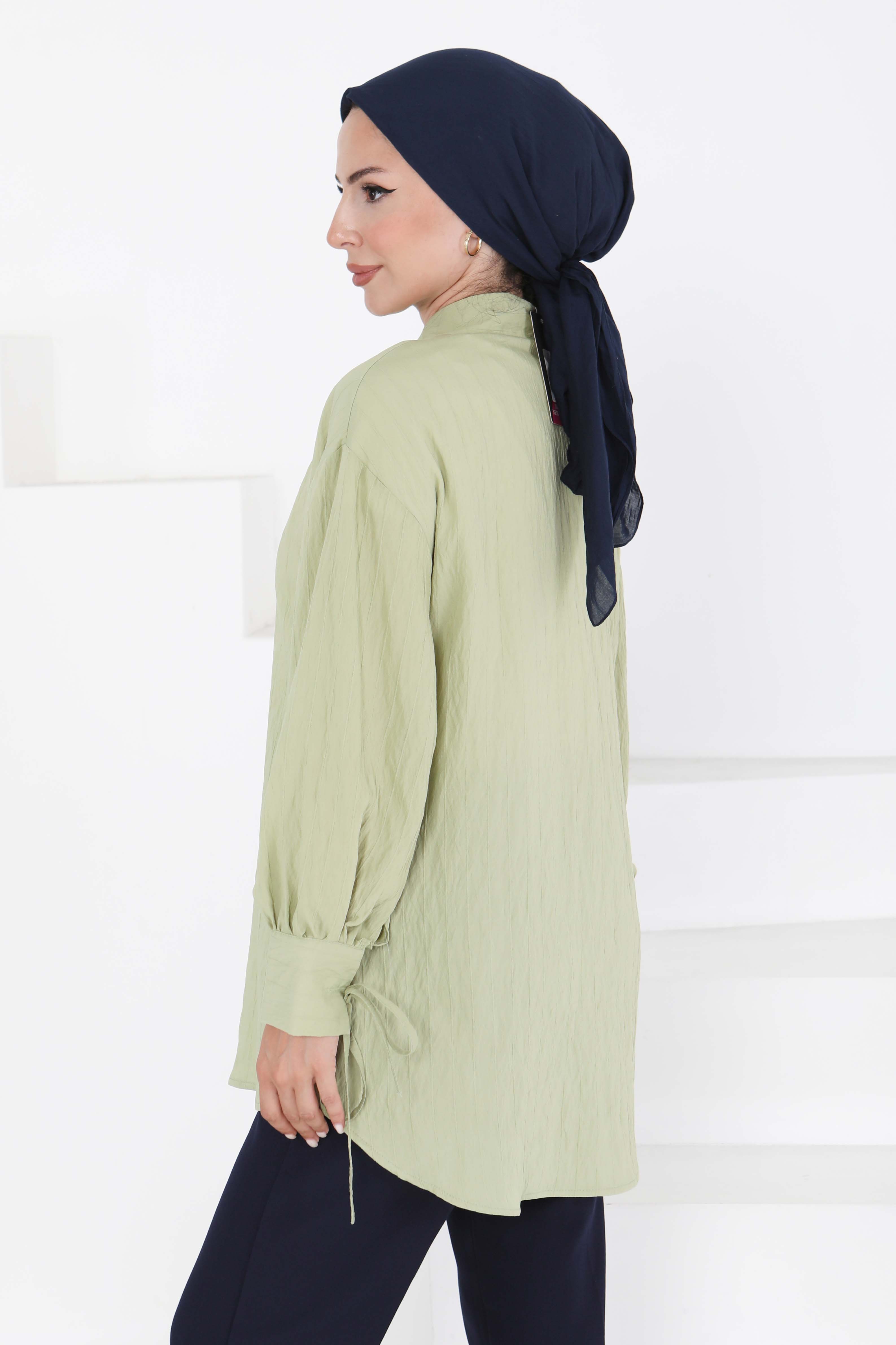 Kolları Bağcık Detaylı Tunik Haki - 27001 - 7