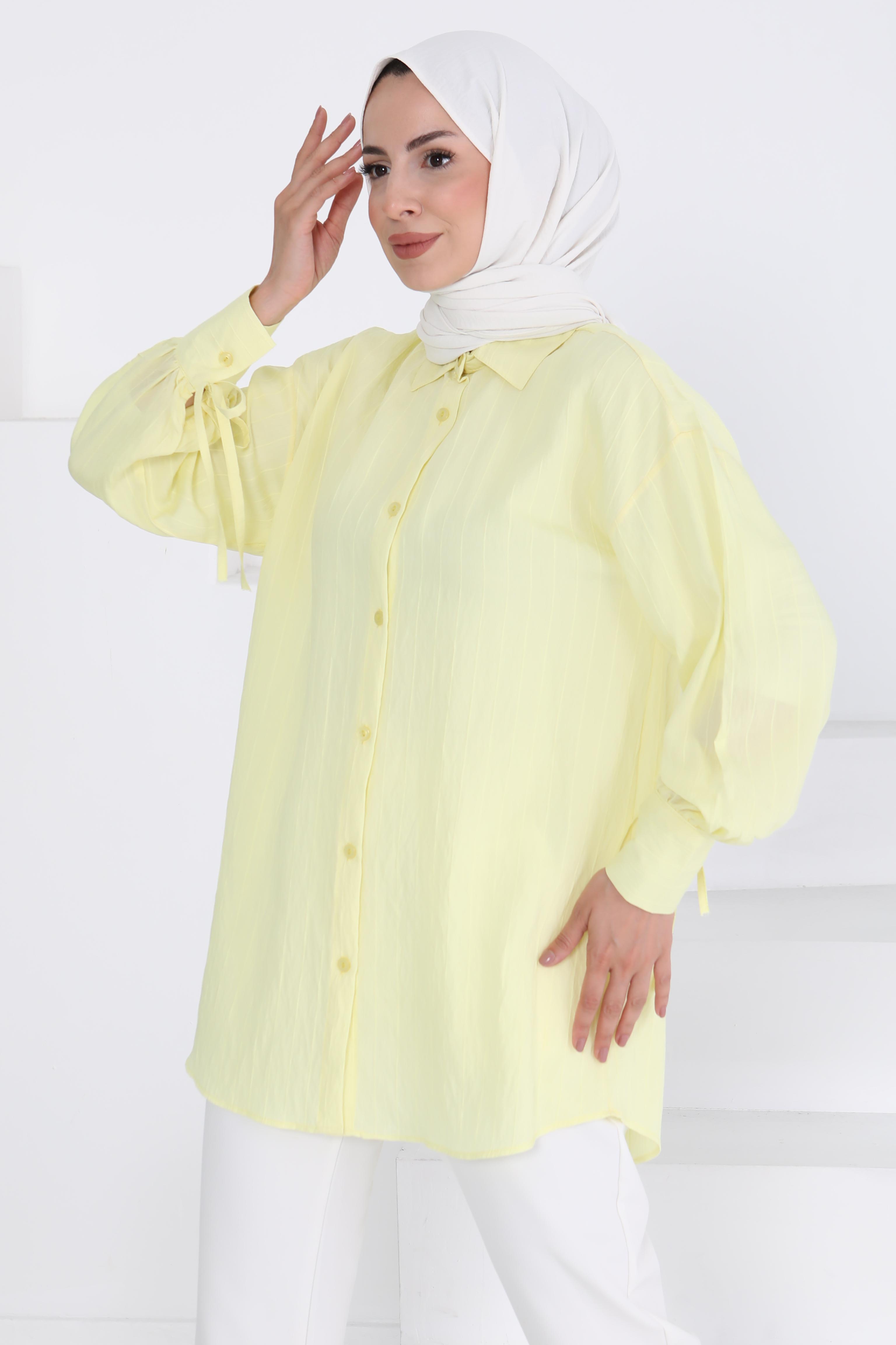 Kolları Bağcık Detaylı Tunik Sari - 27001 - 1