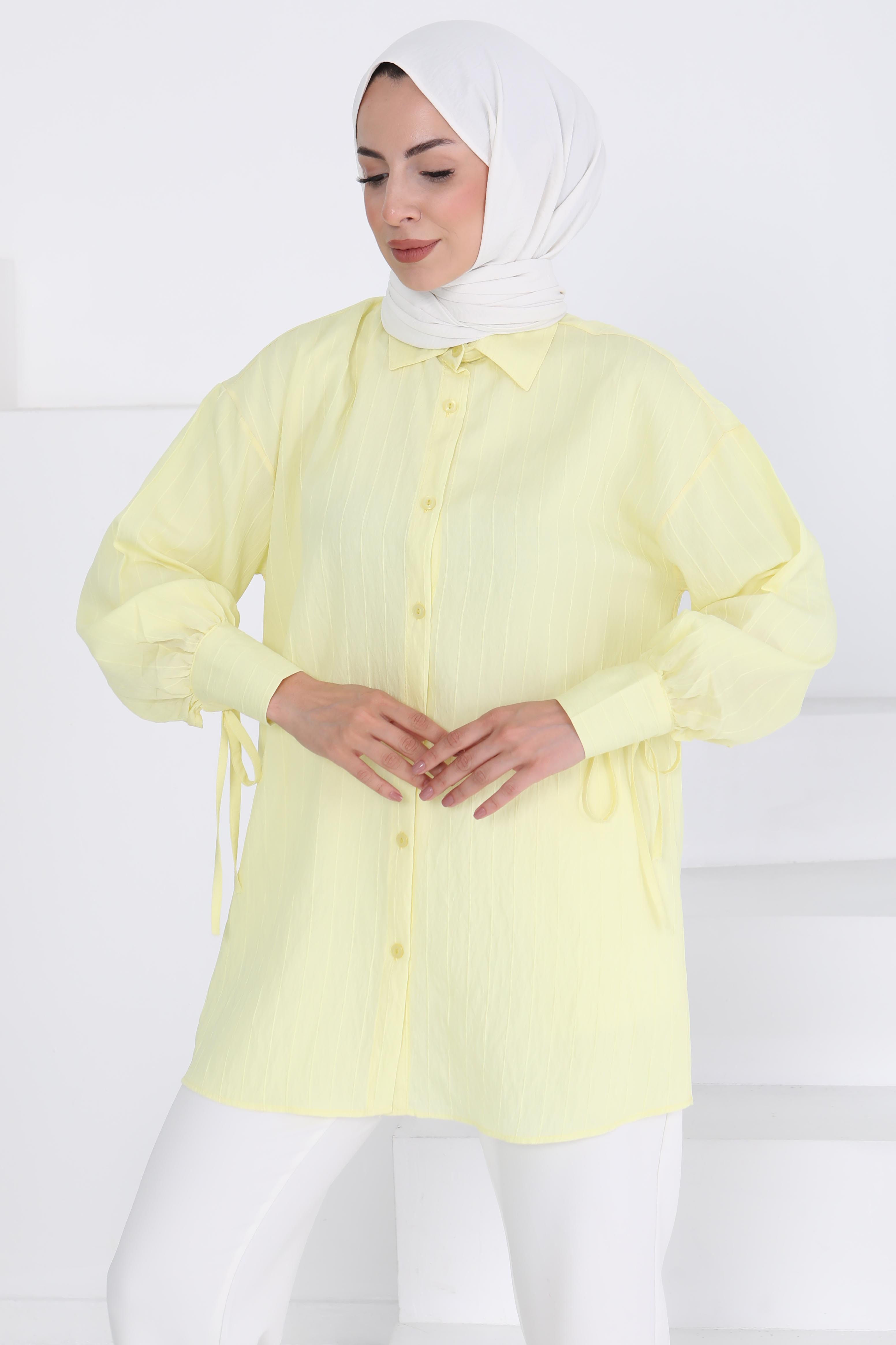 Kolları Bağcık Detaylı Tunik Sari - 27001 - 2