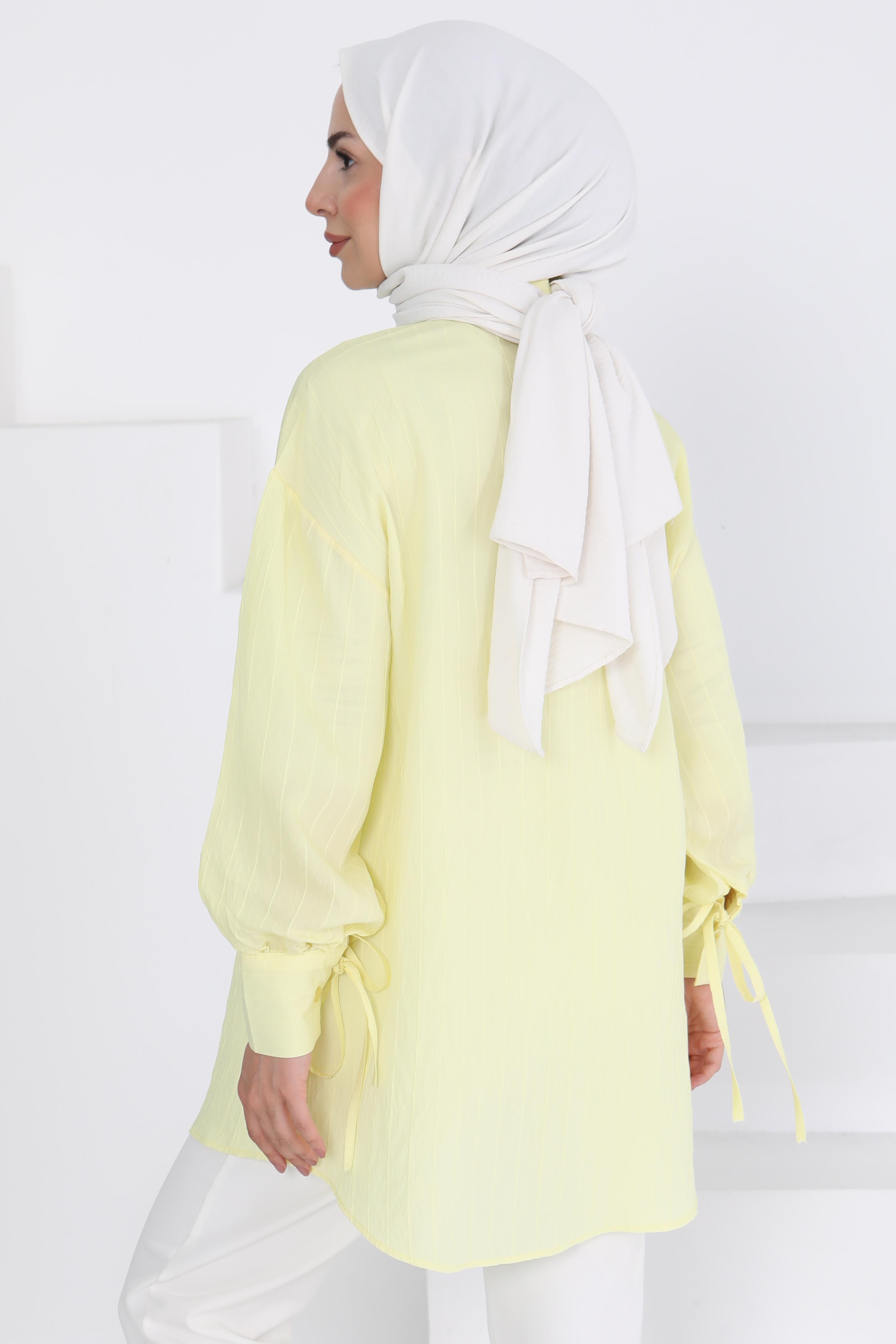 Kolları Bağcık Detaylı Tunik Sari - 27001 - 5