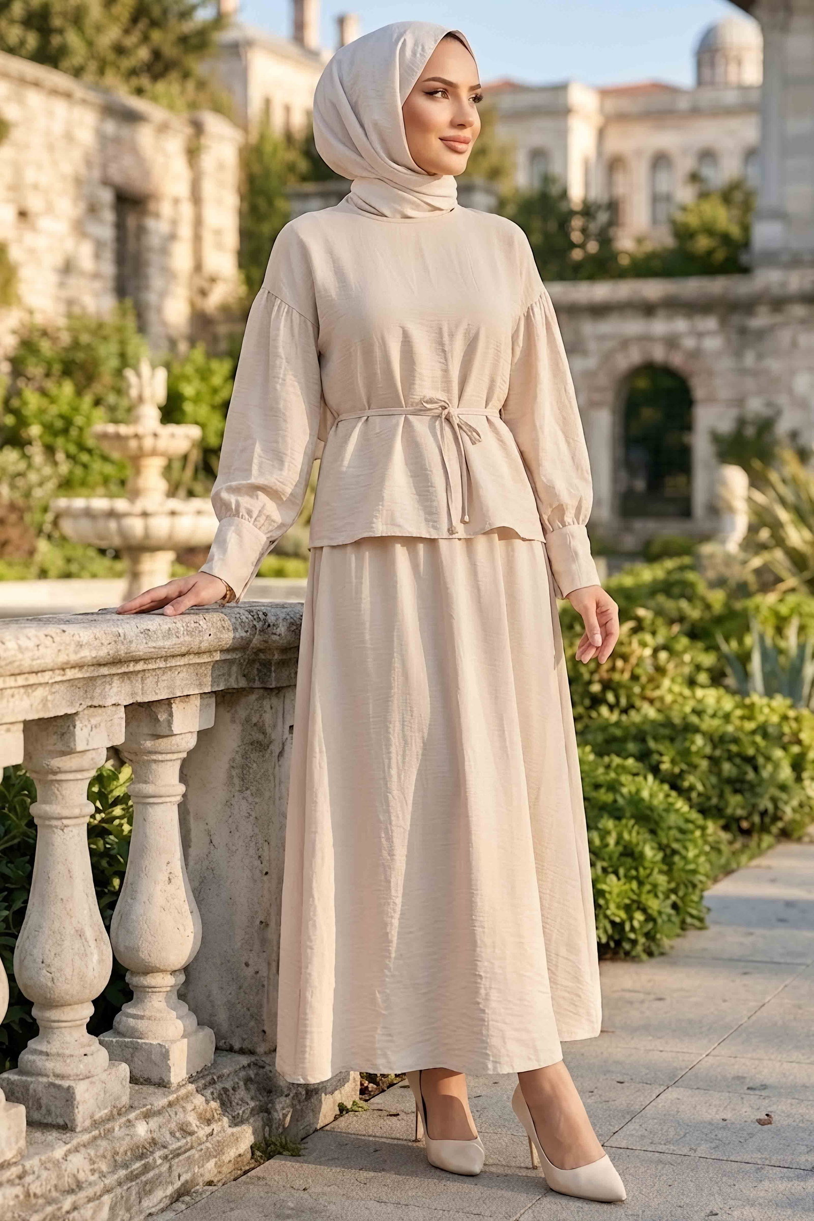 Kolları Düğmeli Etekli Takım Tas - 28809-TAS - 2
