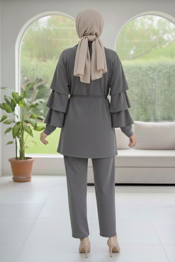 Kolları Fırfırlı Modal İkili Takım - 089-FUME - 3