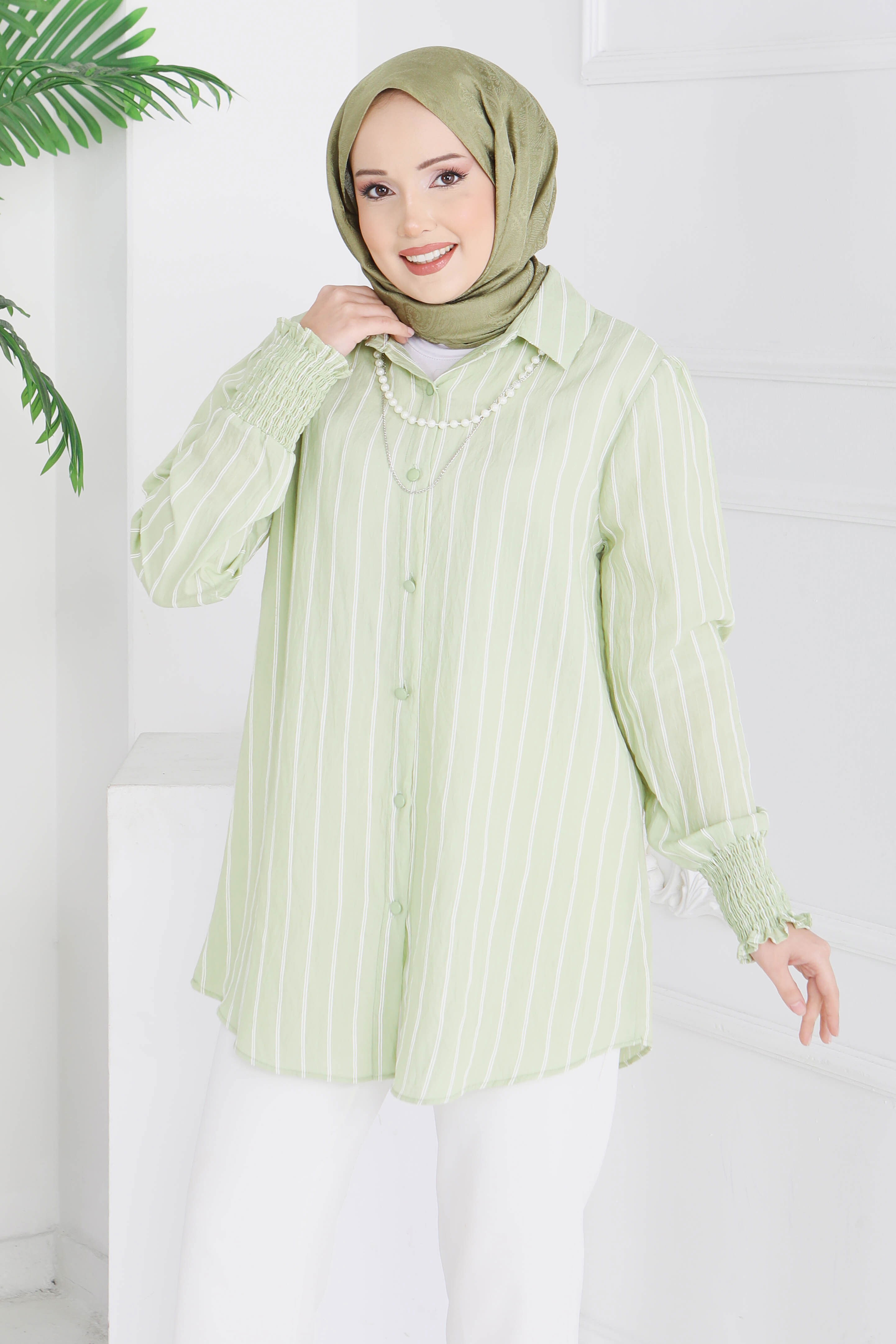 Kolyeli Çizgili Tunik - 28209-CAGLA - 2