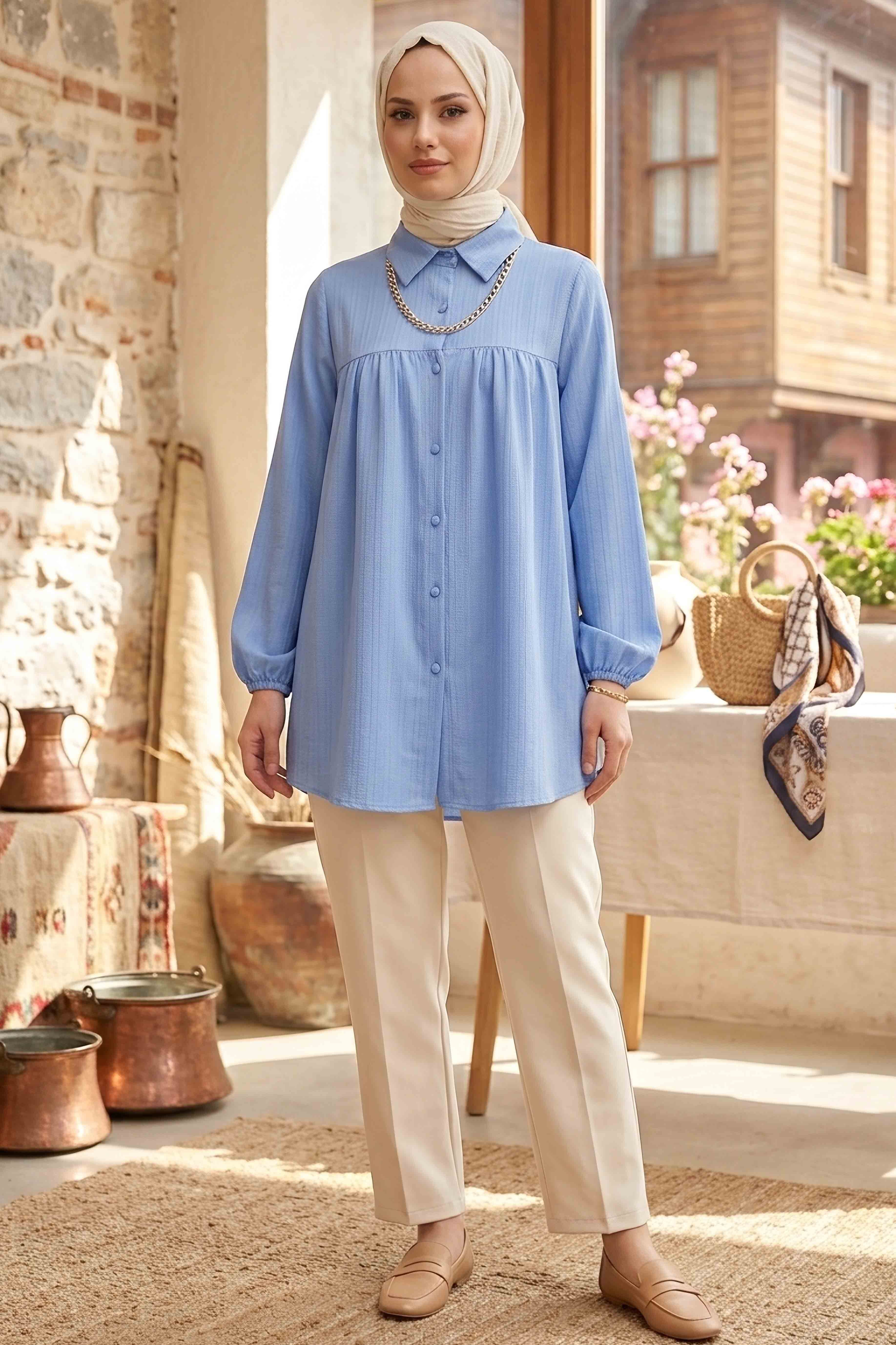 Kolyeli Tunik - 28393-BEBE-MAVI - 2