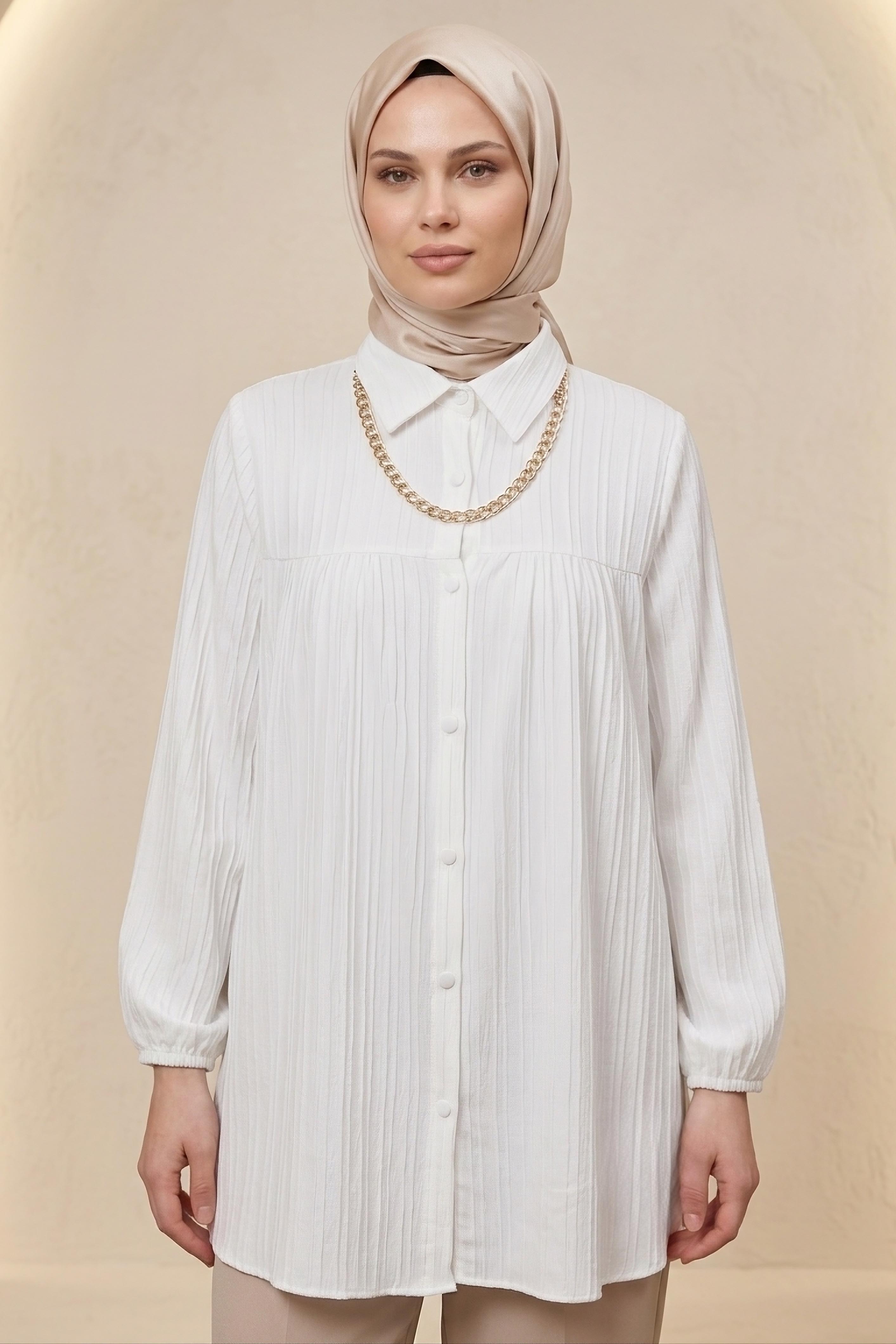Kolyeli Tunik - 28393-BEYAZ - 1