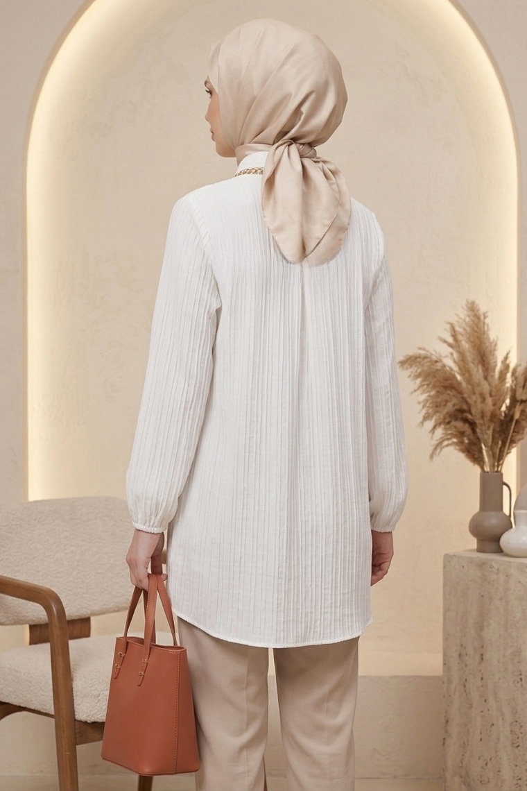 Kolyeli Tunik - 28393-BEYAZ - 3