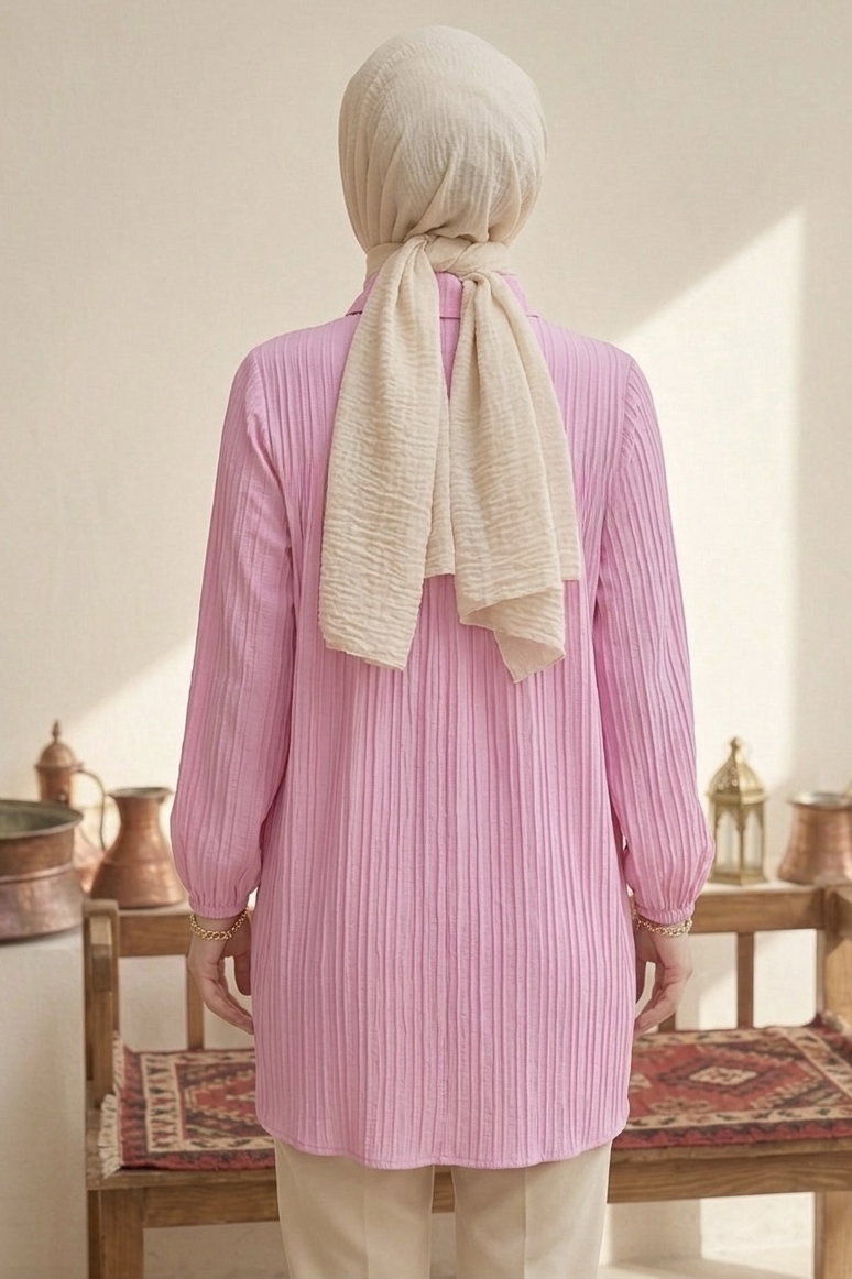 Kolyeli Tunik - 28393-PEMBE - 3