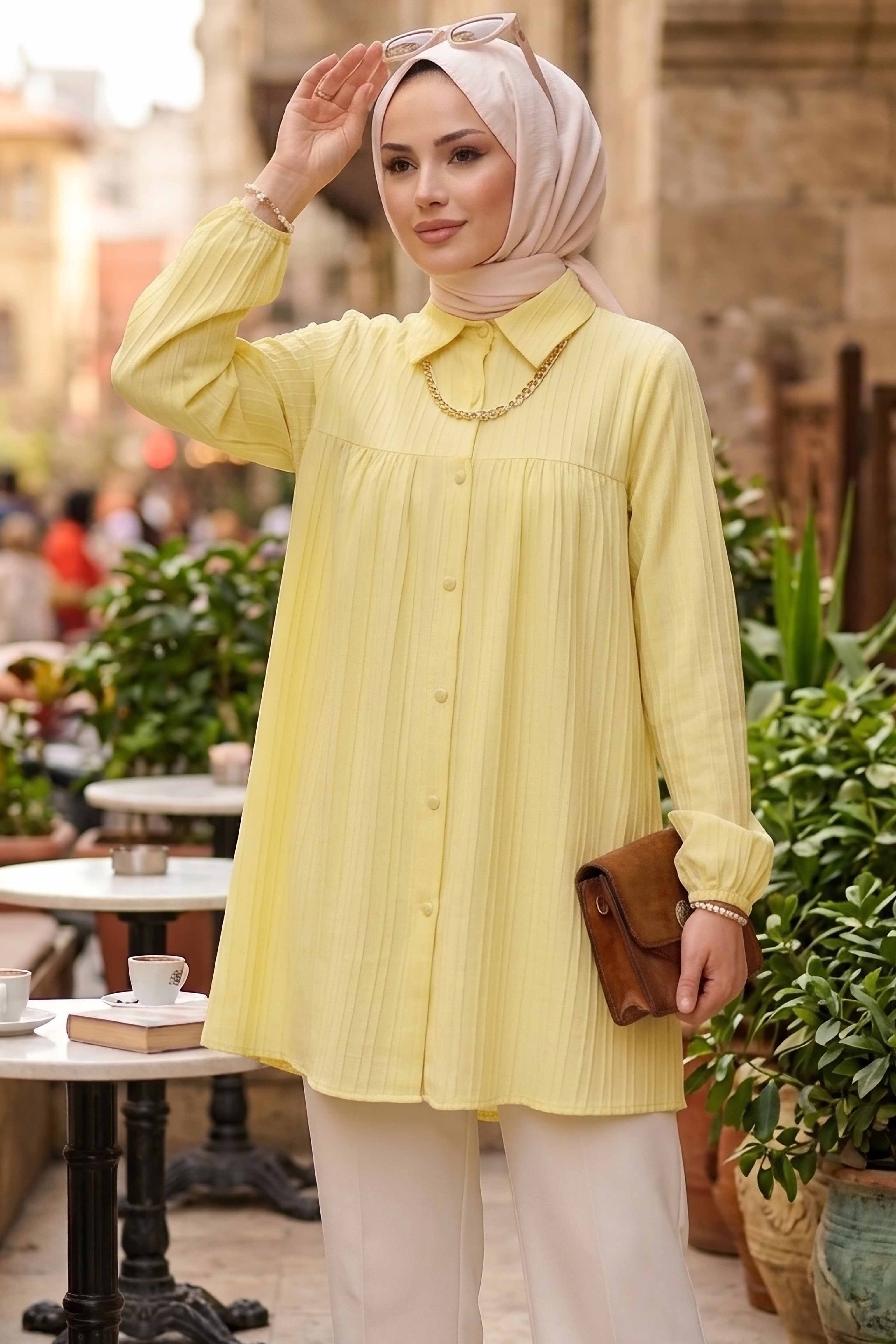 Kolyeli Tunik - 28393-SARI - 1