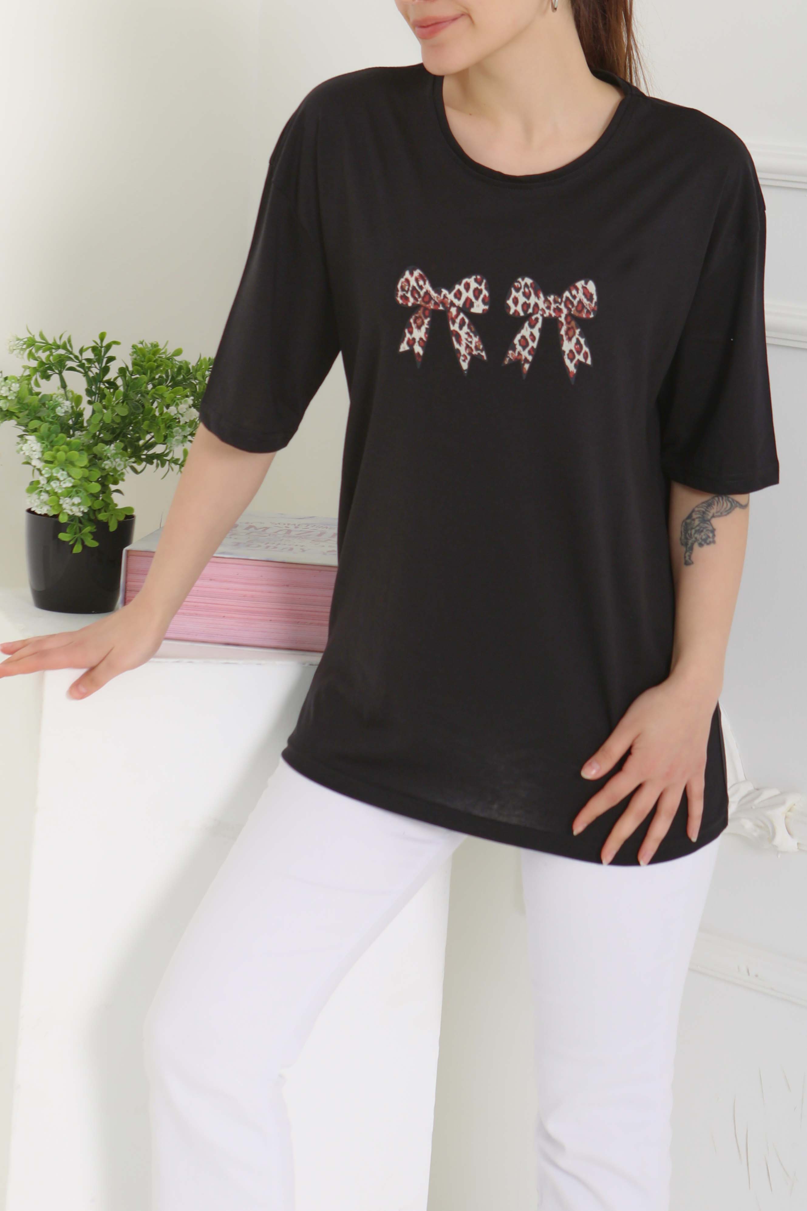 Kurdale Baskılı Kısa Kollu T-Şhirt Siyah - 27120 - 1