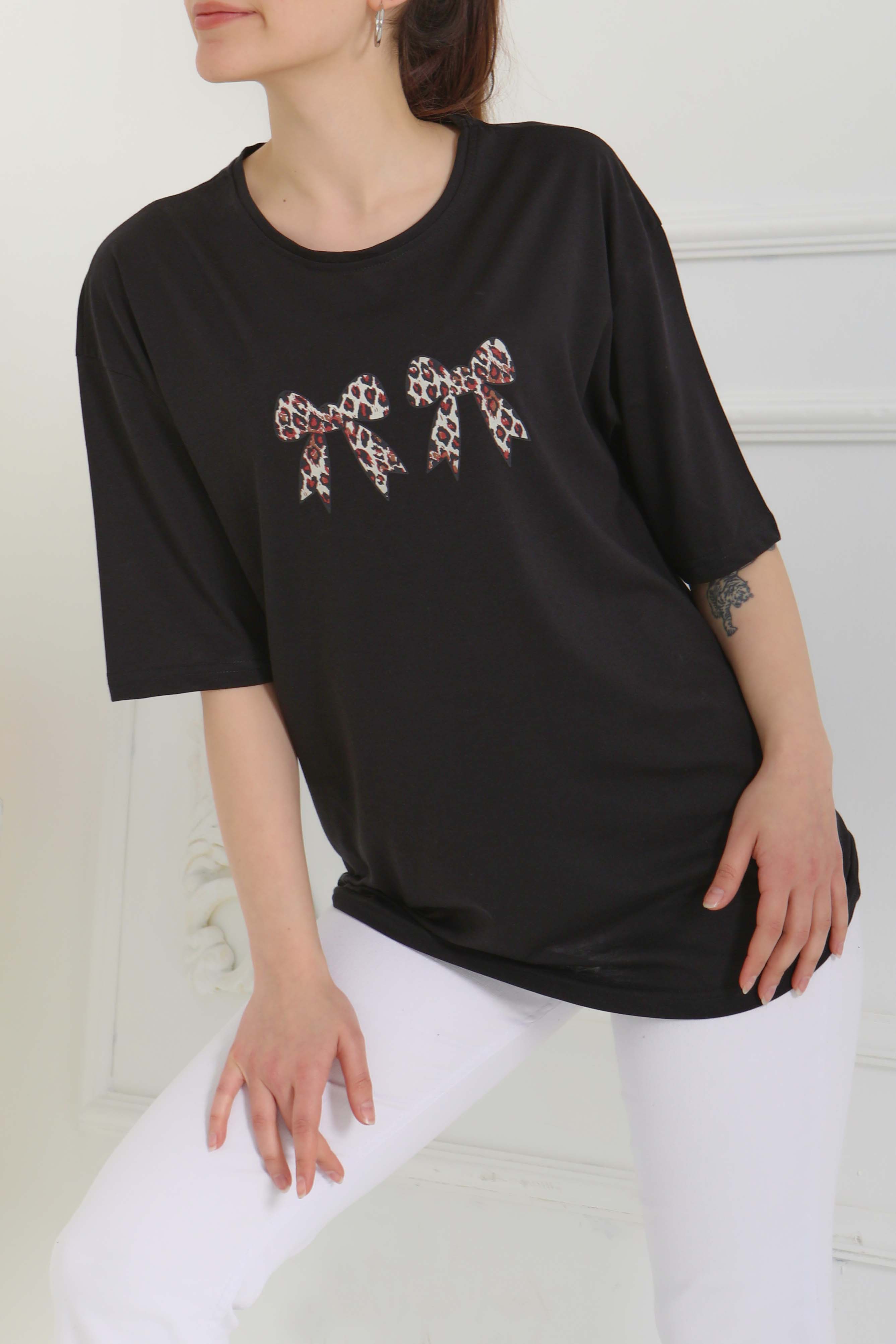 Kurdale Baskılı Kısa Kollu T-Şhirt Siyah - 27120 - 4