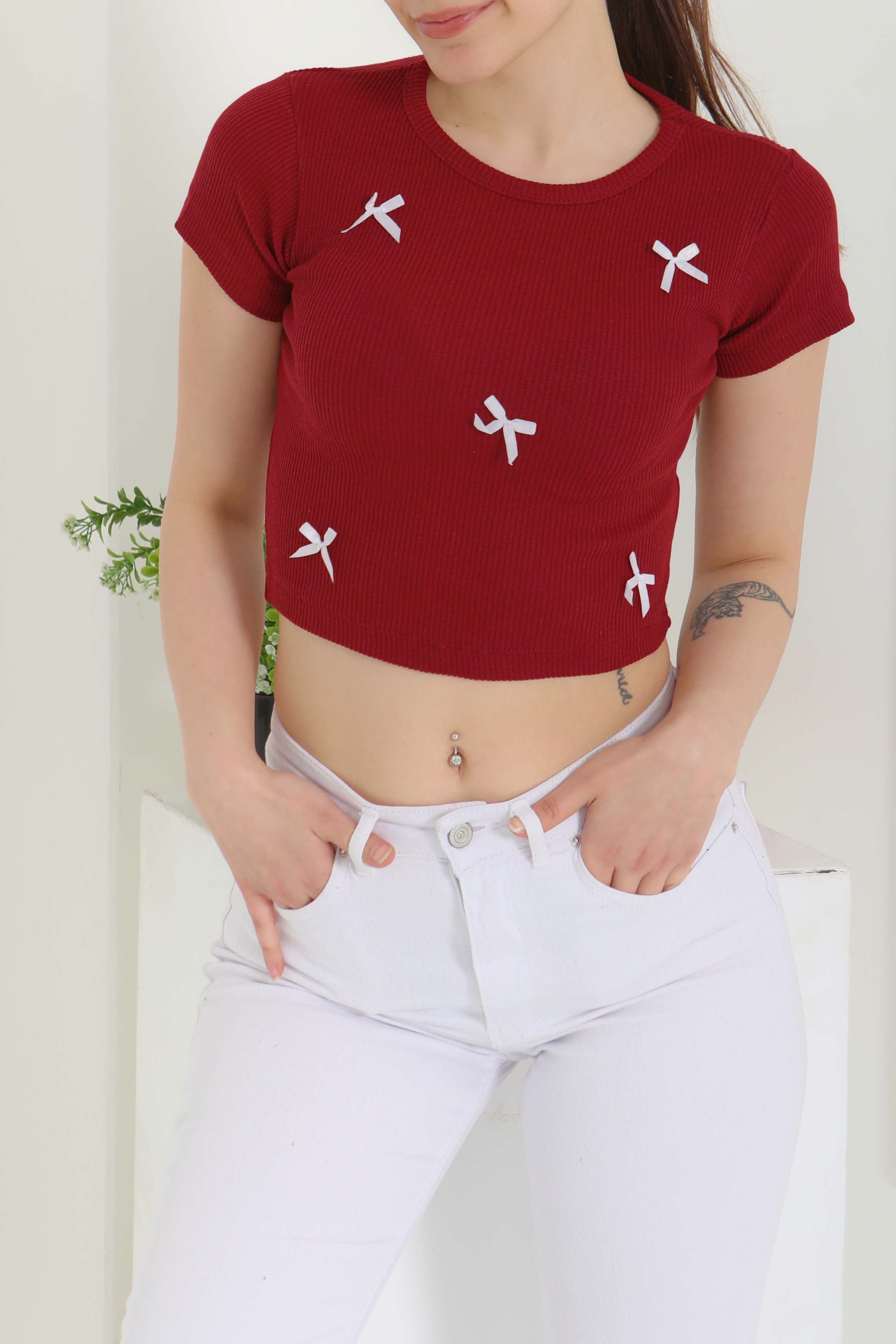 Kurdale Detaylı Bady Bordo - 27142 - 3