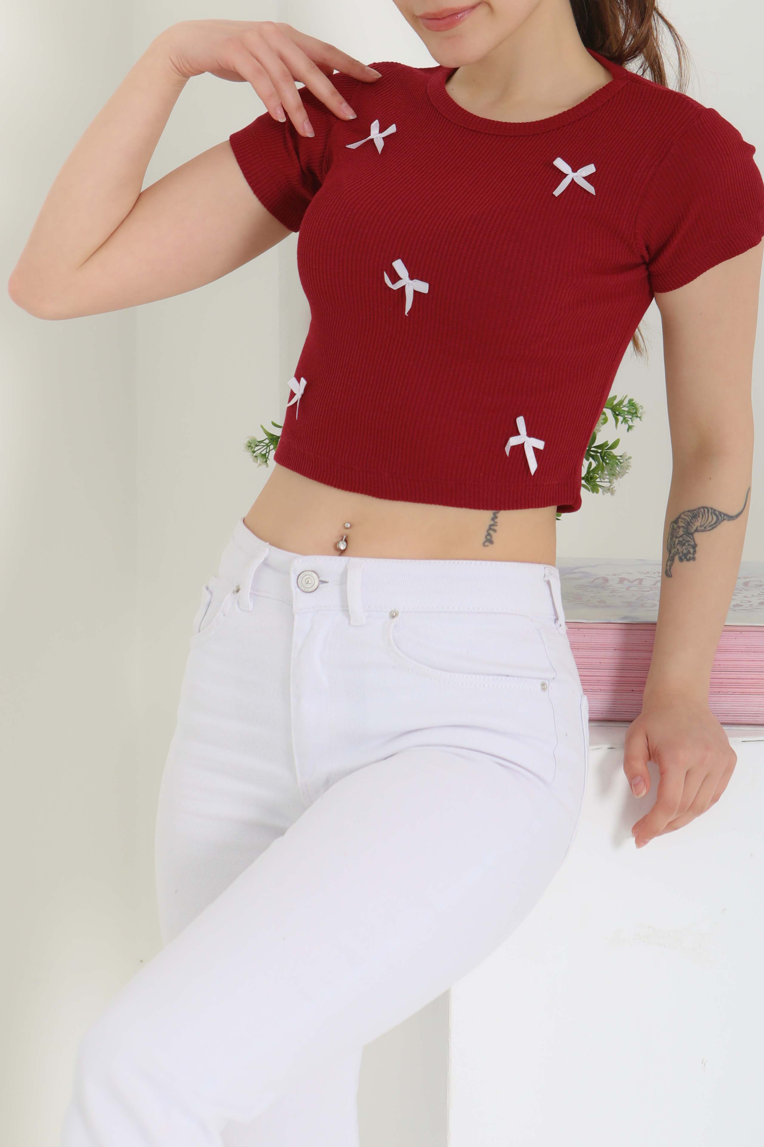 Kurdale Detaylı Bady Bordo - 27142 - 4