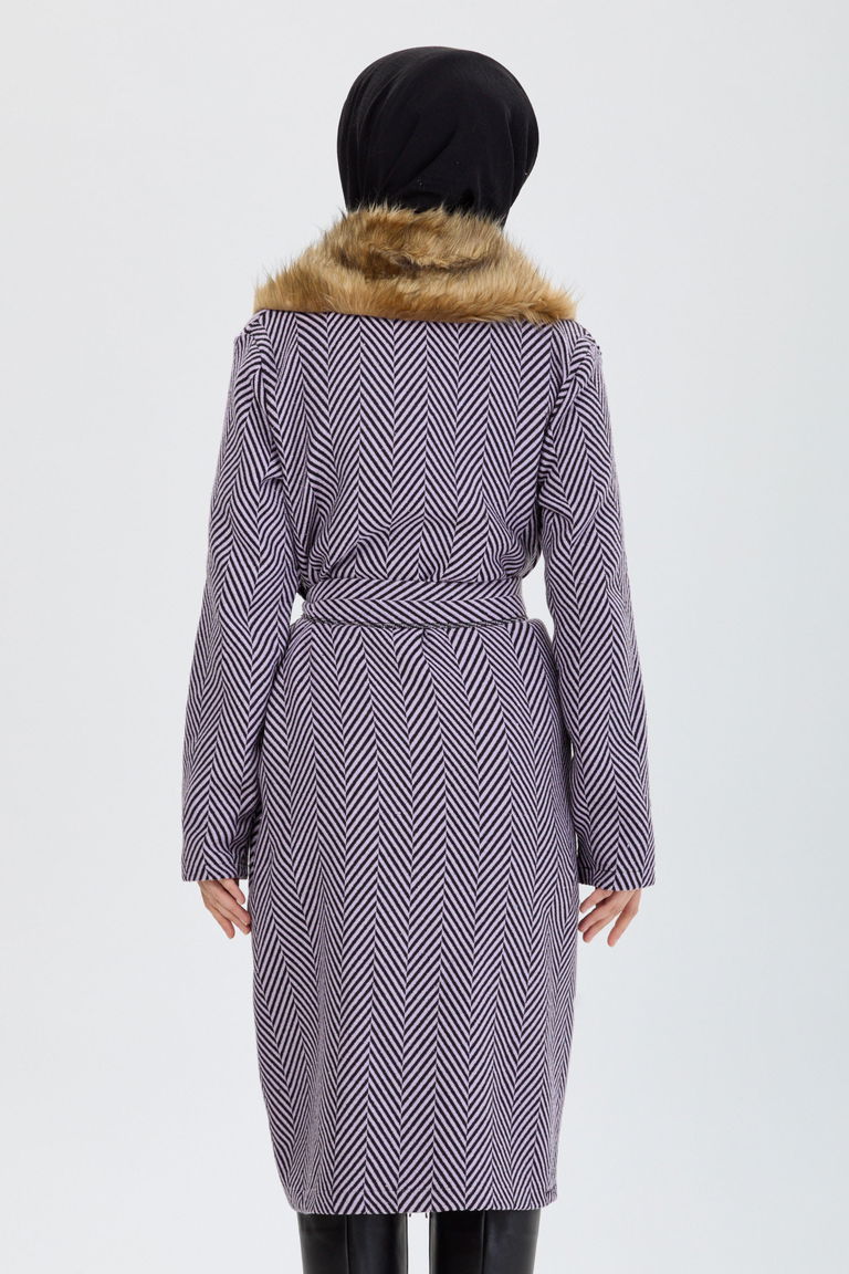 Kürklü Trenç - 27737-LILA - TOFİSA