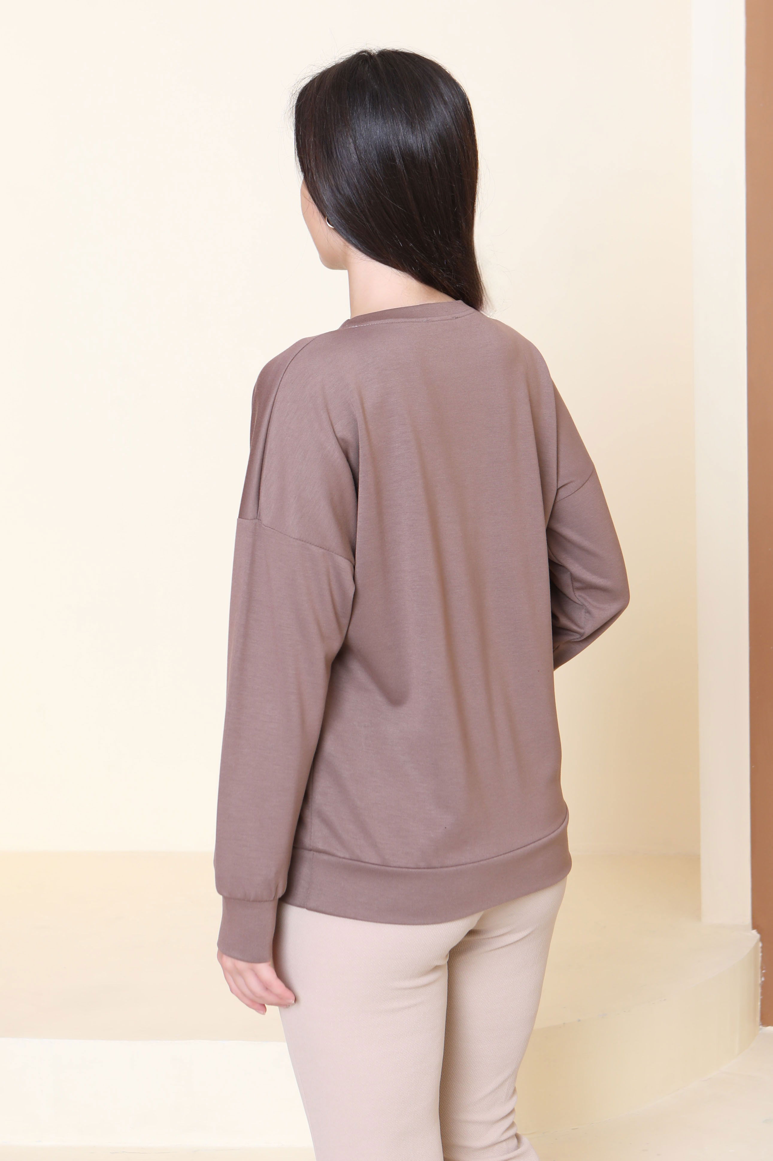 Kuş Nakışlı Modal Sweatshirt - 27882-VIZON - 4